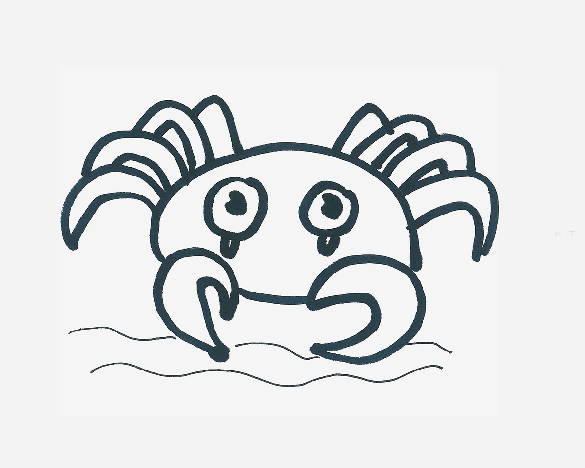 简单卡通螃蟹简笔画画法图片步骤（儿童中秋快乐绘画） - 有点网 - 好手艺