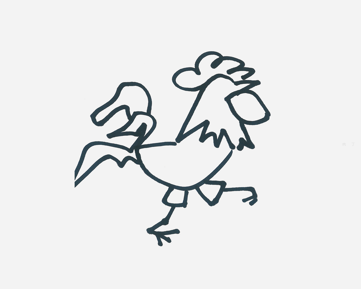 儿童简笔画图片教程 教你如何画大公鸡的画法 肉丁儿童网