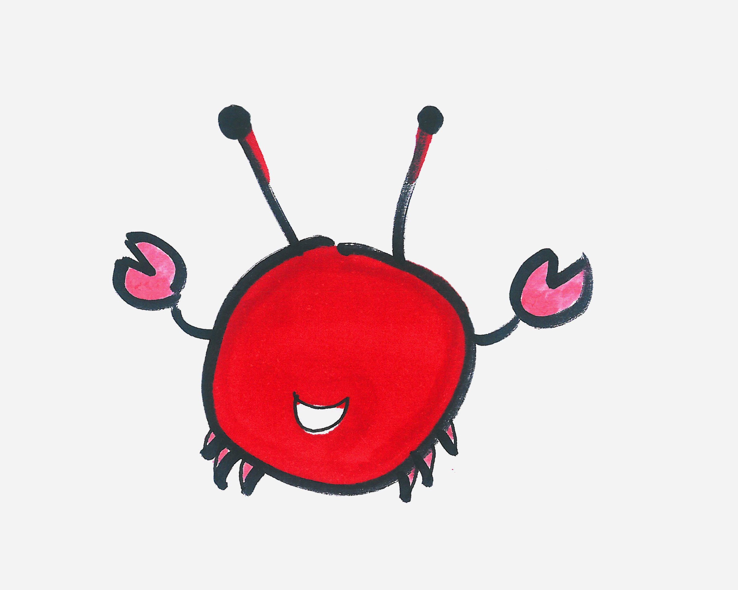 五六岁简笔画教程 带颜色螃蟹怎么画好看
