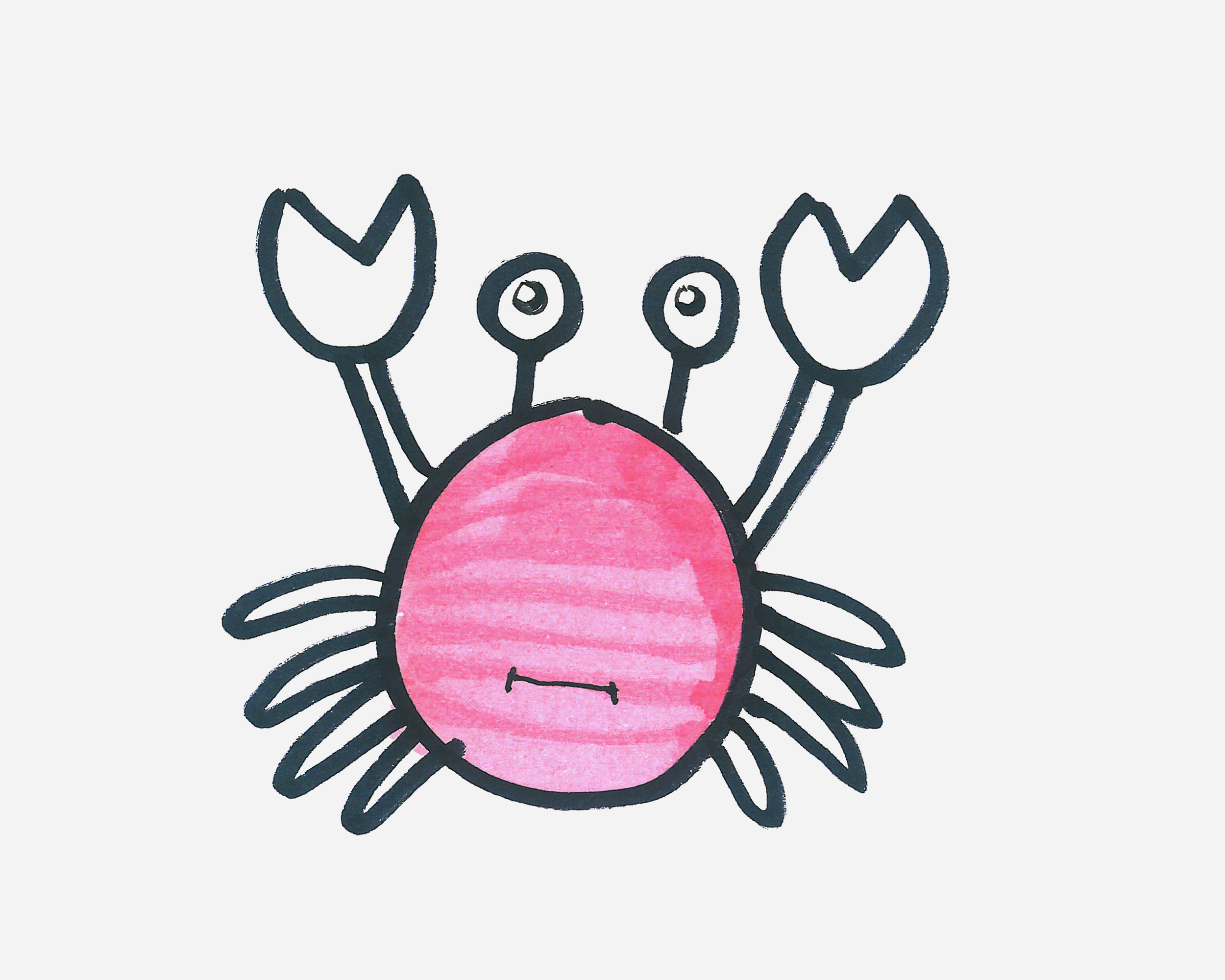 张牙舞爪的小螃蟹简笔画画法图片步骤💛巧艺网