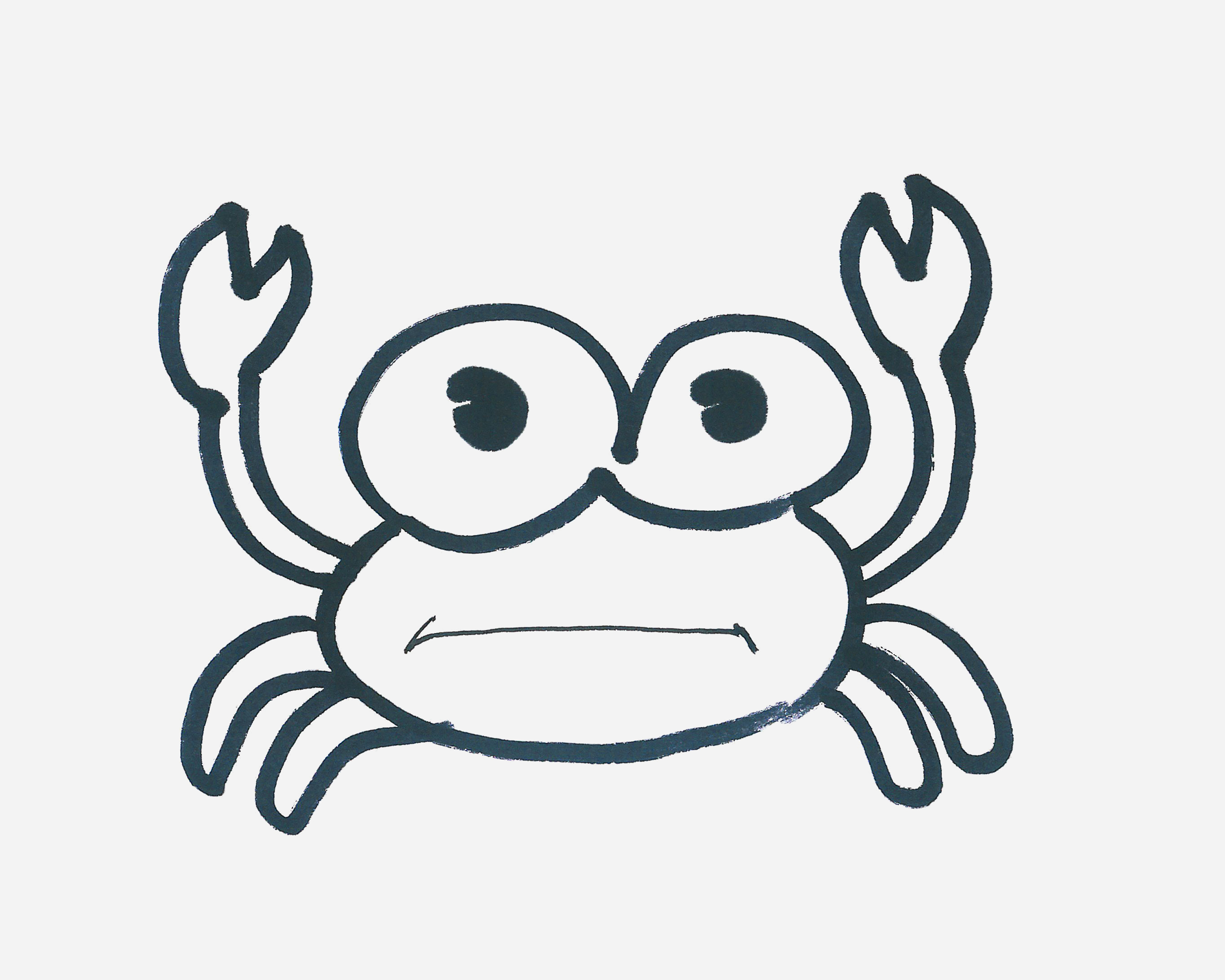张牙舞爪的小螃蟹简笔画画法图片步骤💛巧艺网