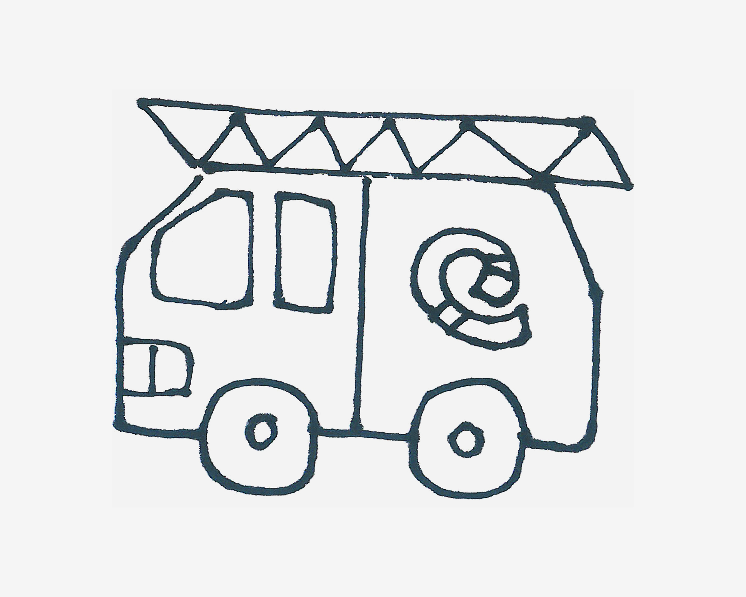 幼儿园简笔画教程 小消防车的画法图解