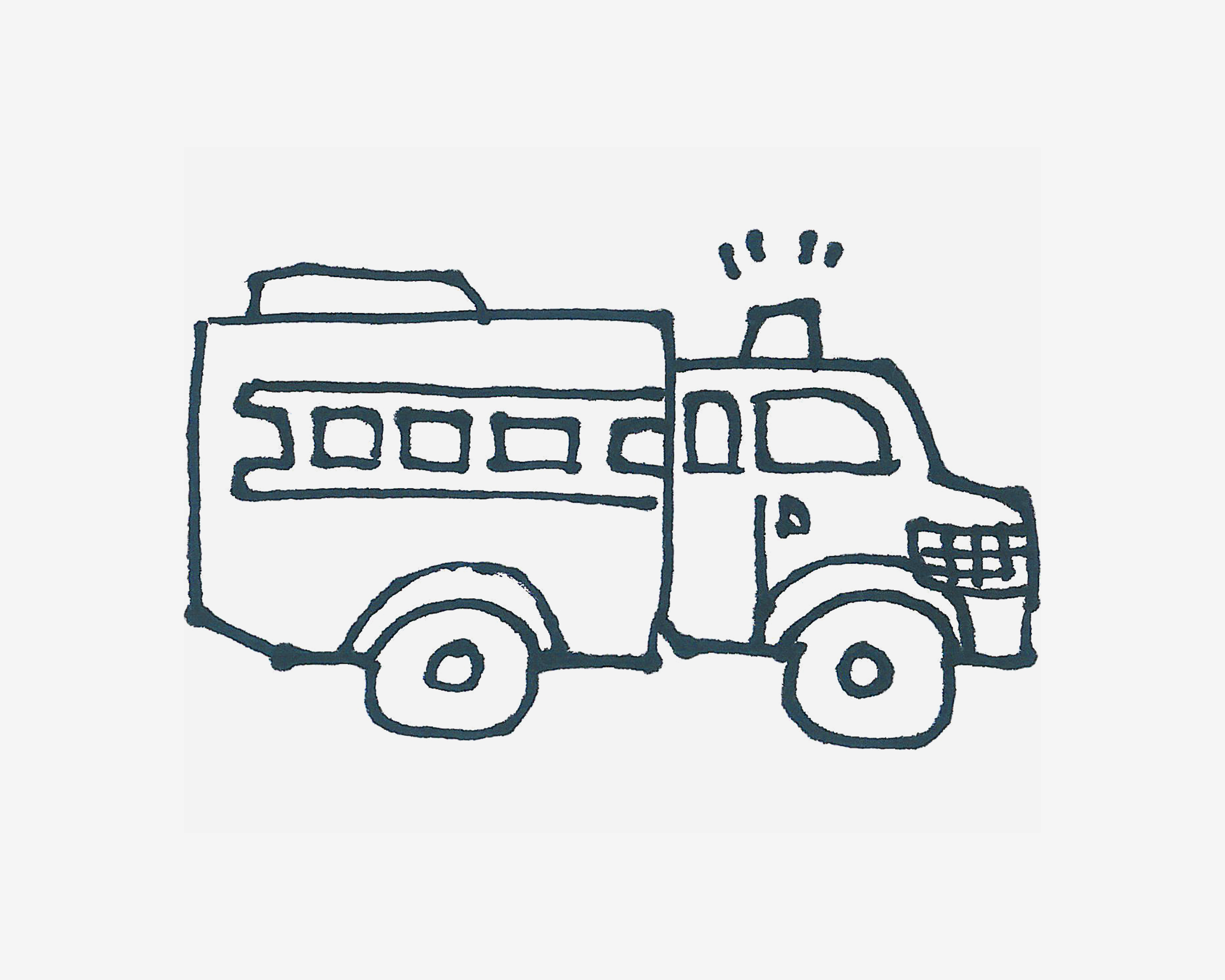 3-6岁儿童画图片 卡通消防车怎么画