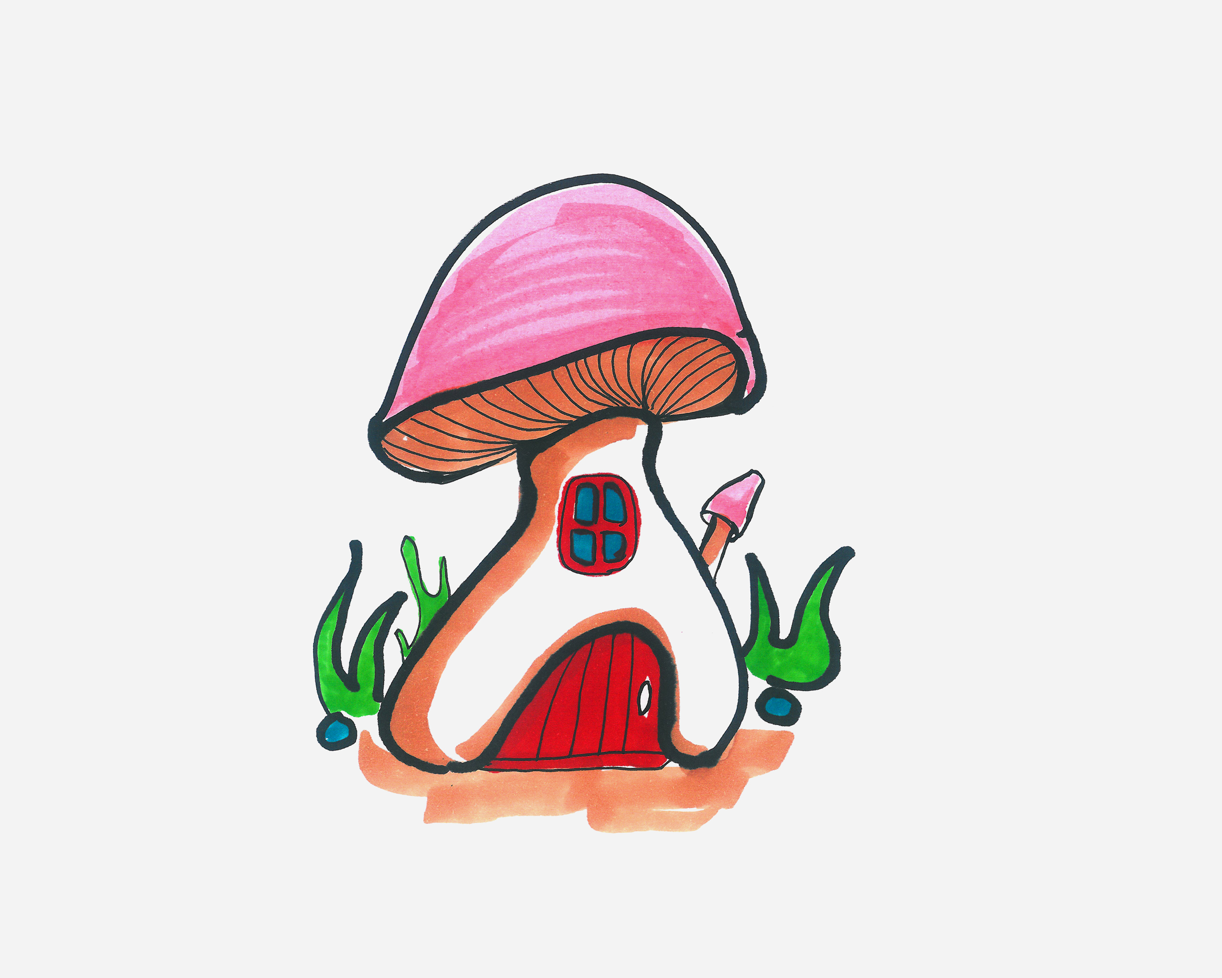 儿童学画蘑菇房子简笔画画法图片步骤