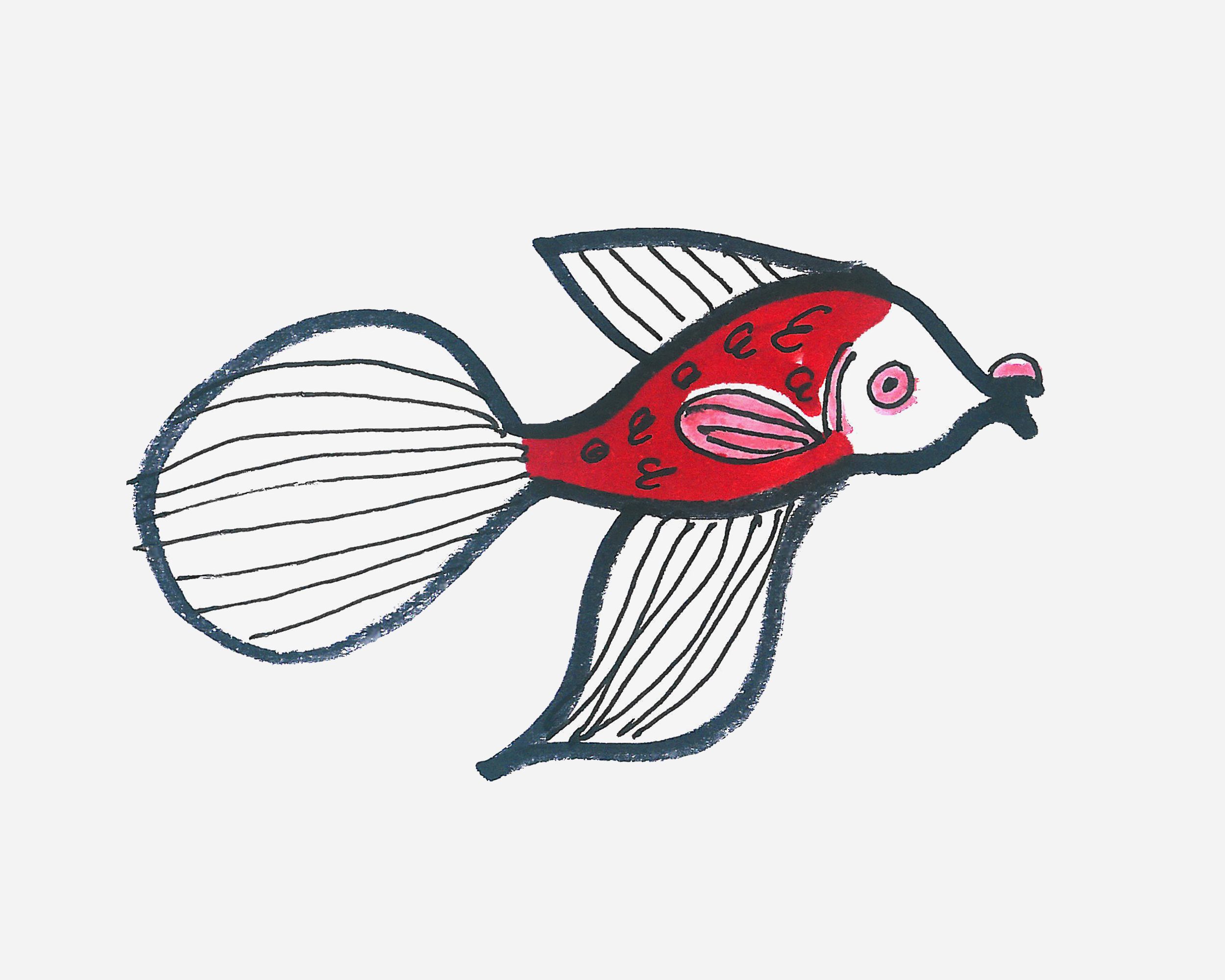 最漂亮简笔画图片 有颜色小鱼的画法图解教程