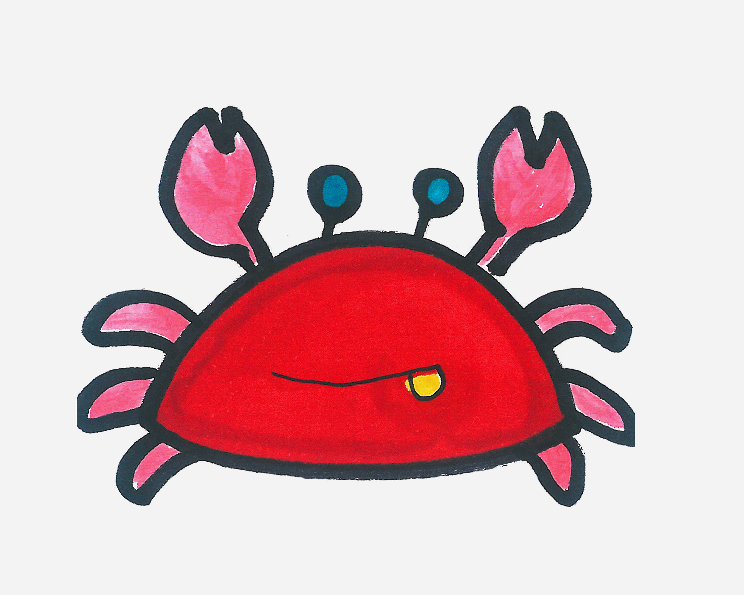 简单又可爱儿童简笔画启蒙教程 带颜色小螃蟹怎么画好看