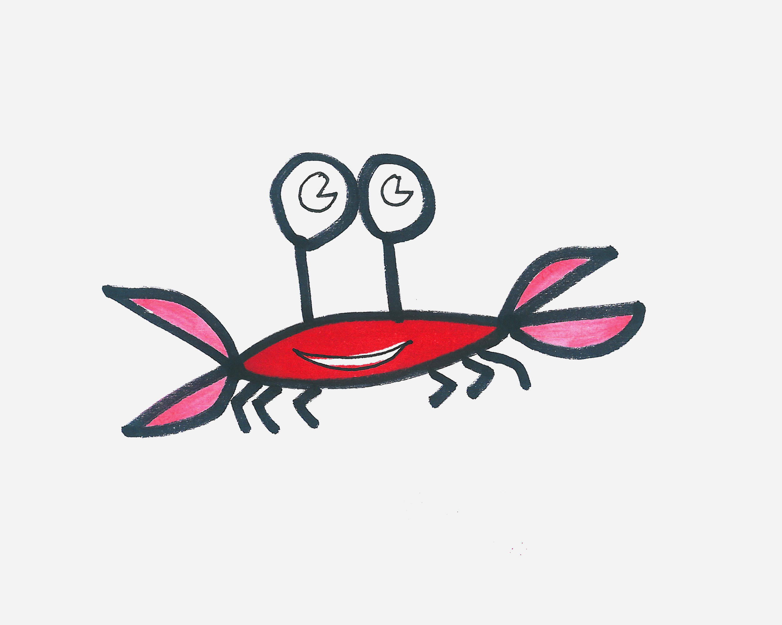 100种简笔画图片 带颜色小螃蟹怎么画