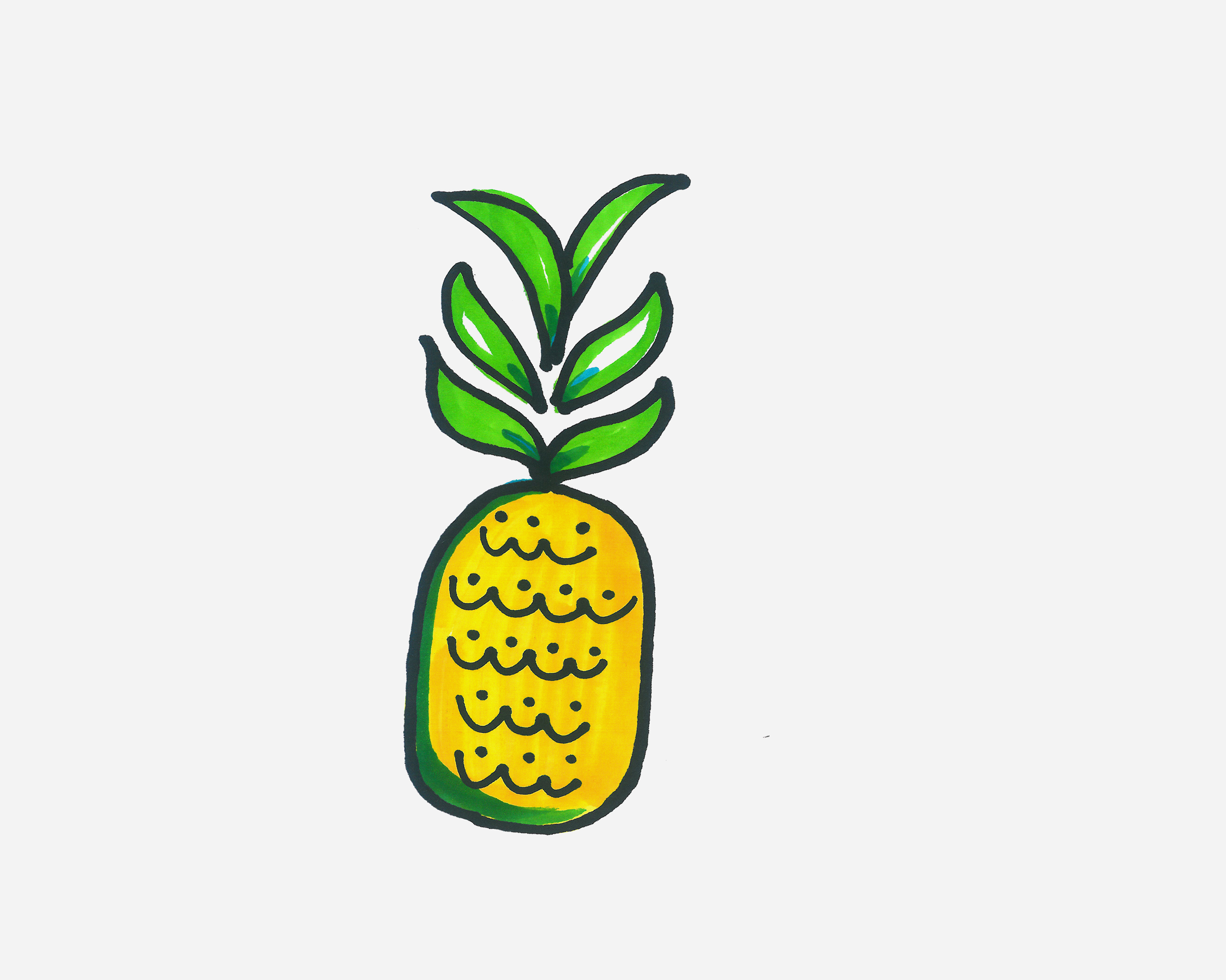 简单菠萝简笔画画法图片步骤💛巧艺网