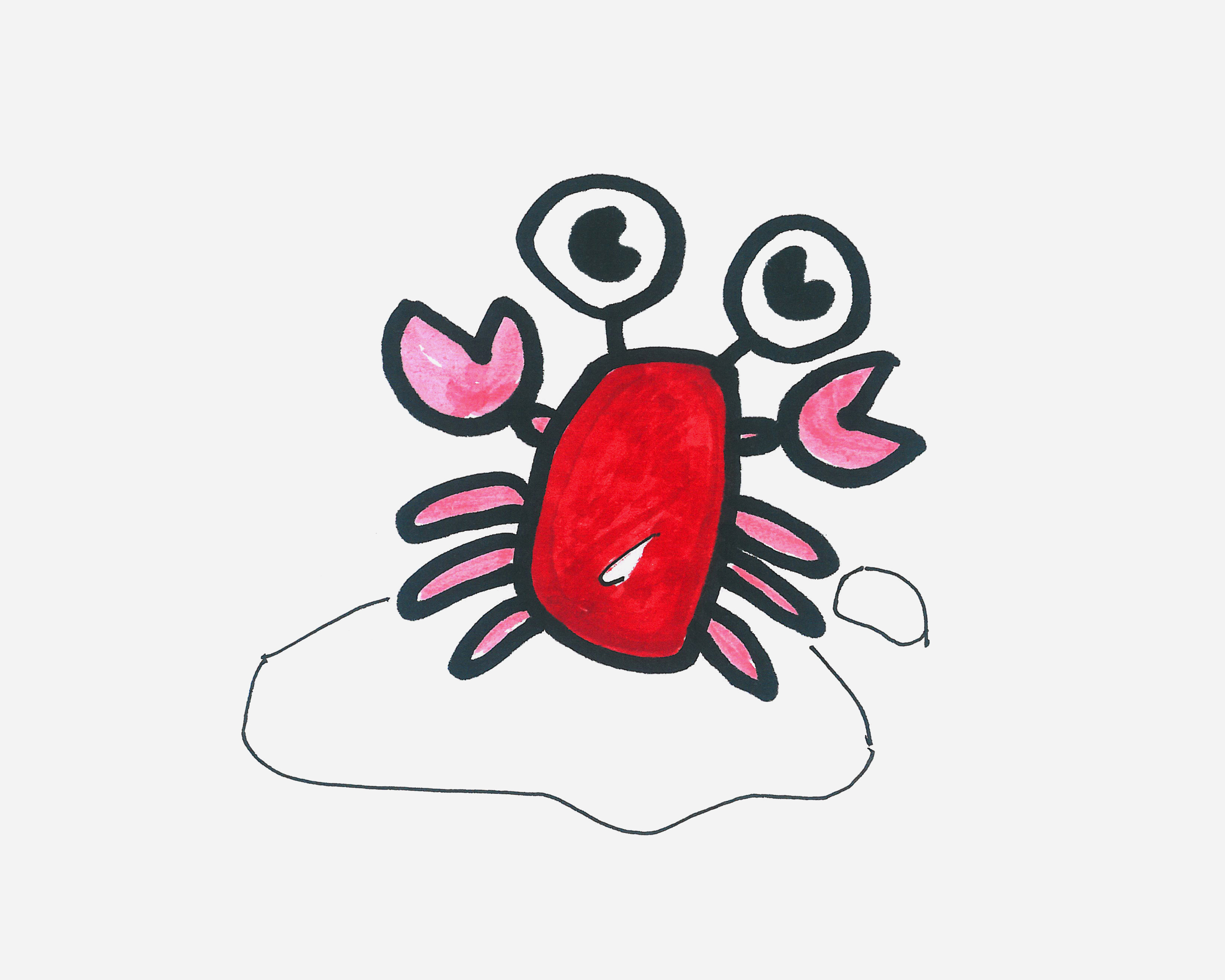 4-6岁简笔画教程 有颜色螃蟹的画法图解教程