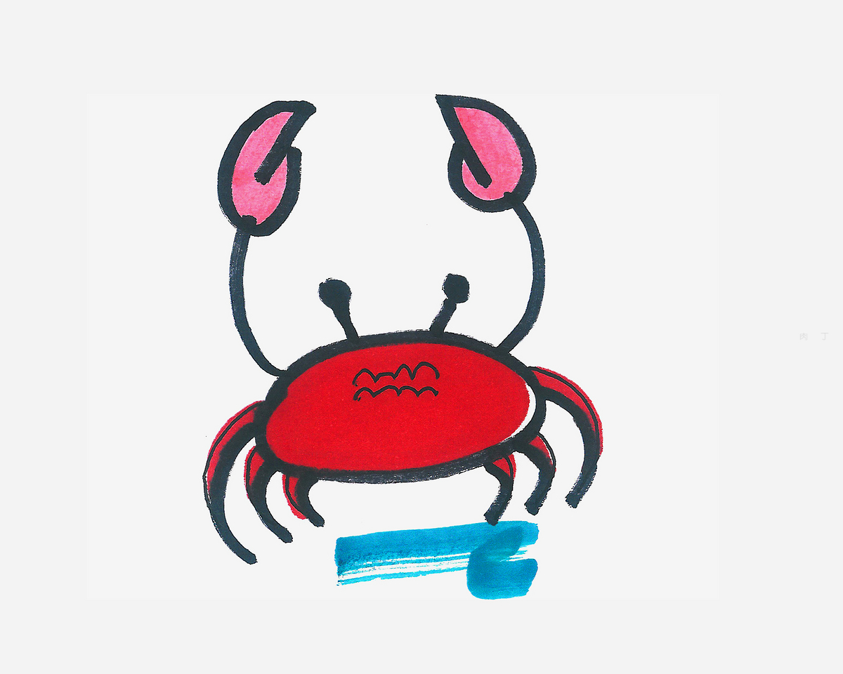 儿童画简笔画-螃蟹 儿童涂鸦上色 填色画画技巧_哔哩哔哩_bilibili