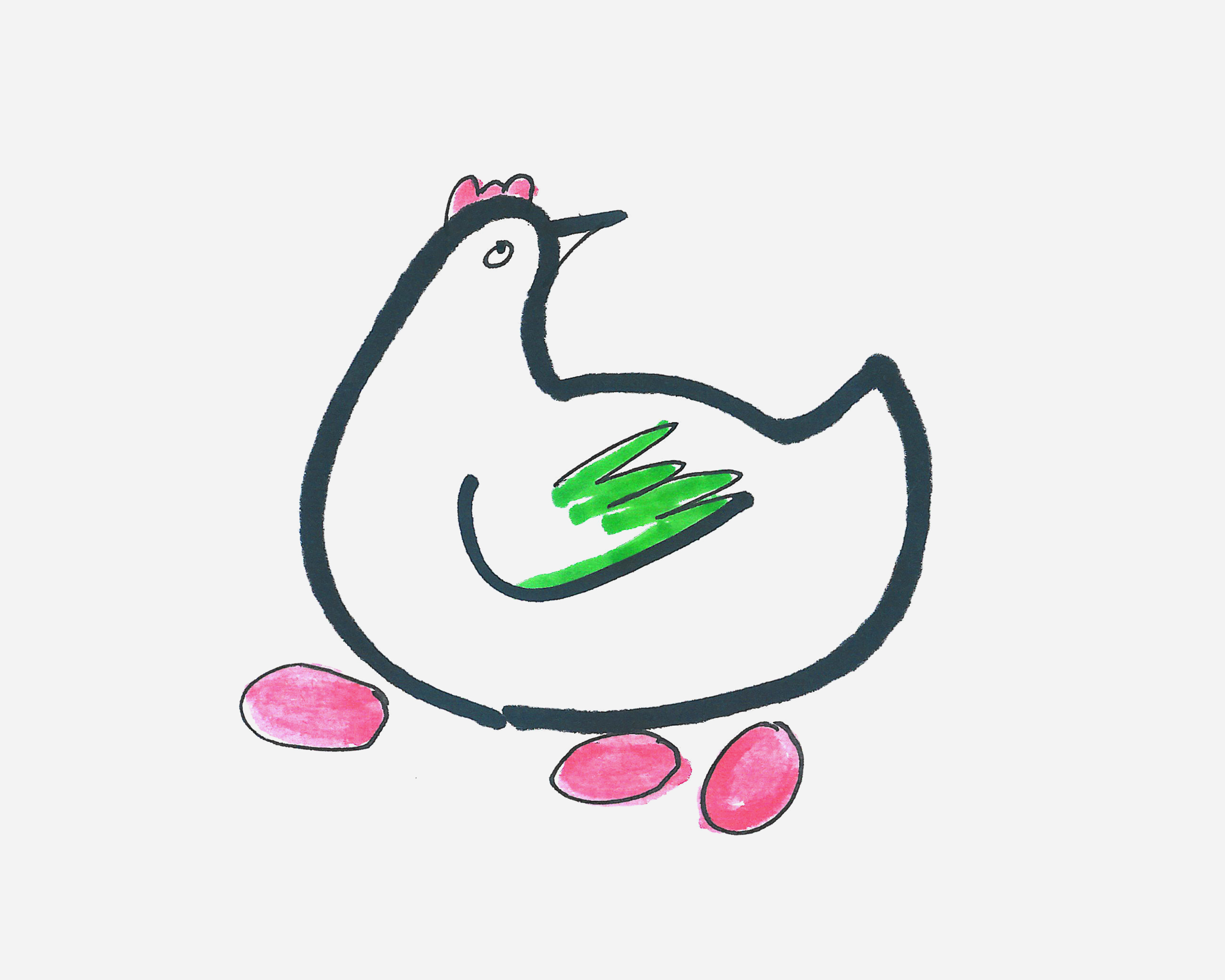 4-5岁简笔画优秀作品 带颜色母鸡的画法图解教程