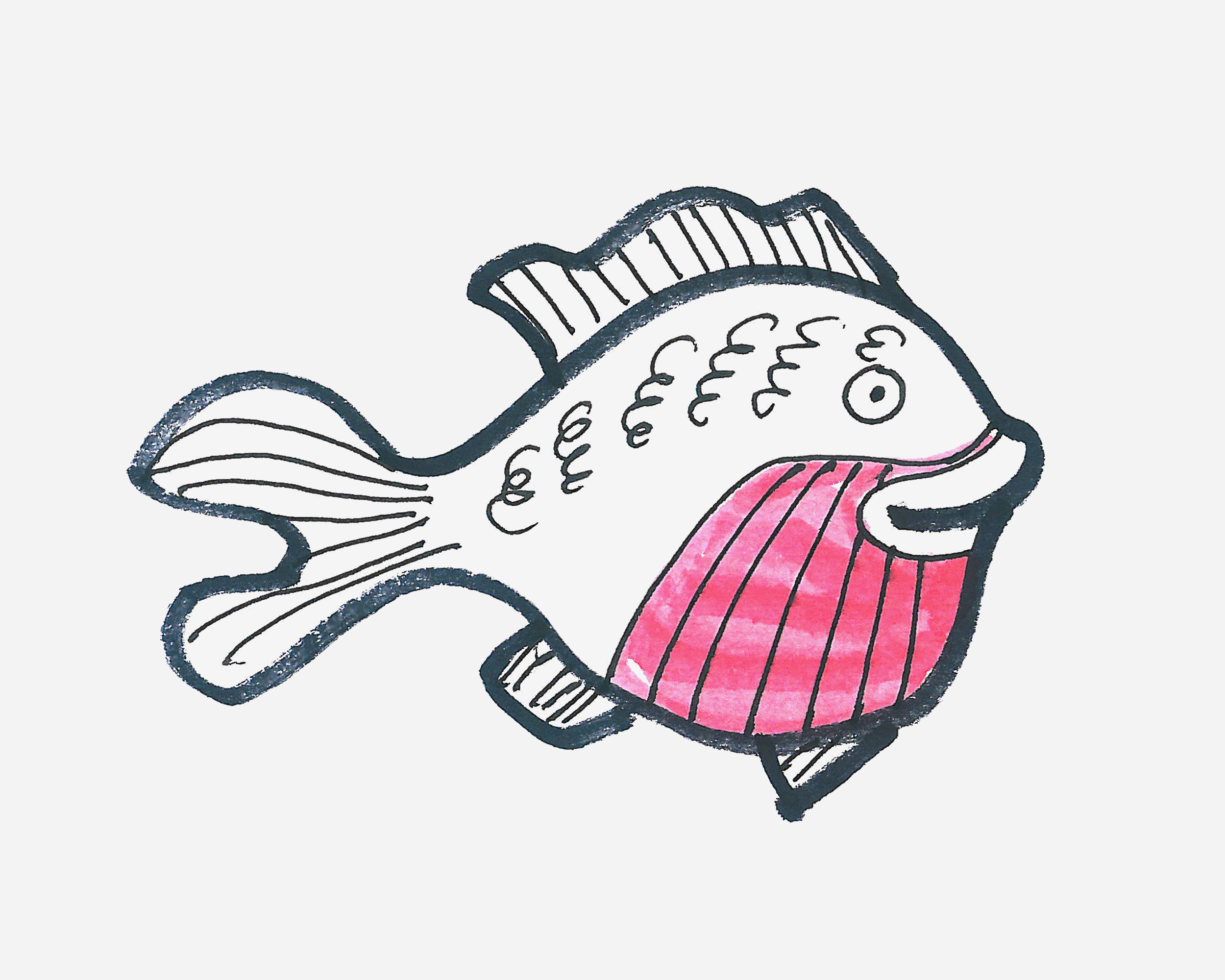 可爱又简单花纹鱼简笔画画法图片步骤