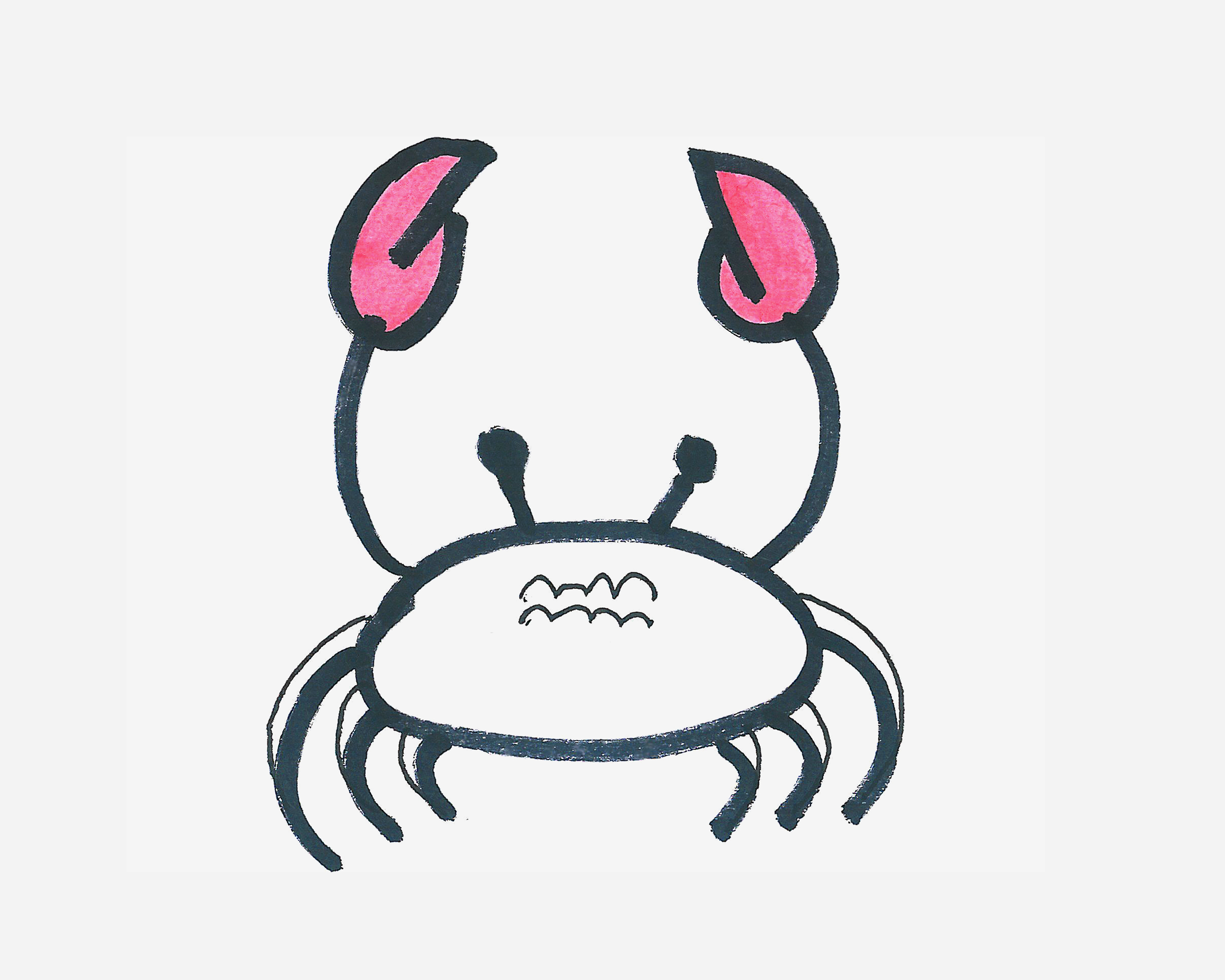5-8岁简笔画教程 色彩螃蟹的画法图解教程