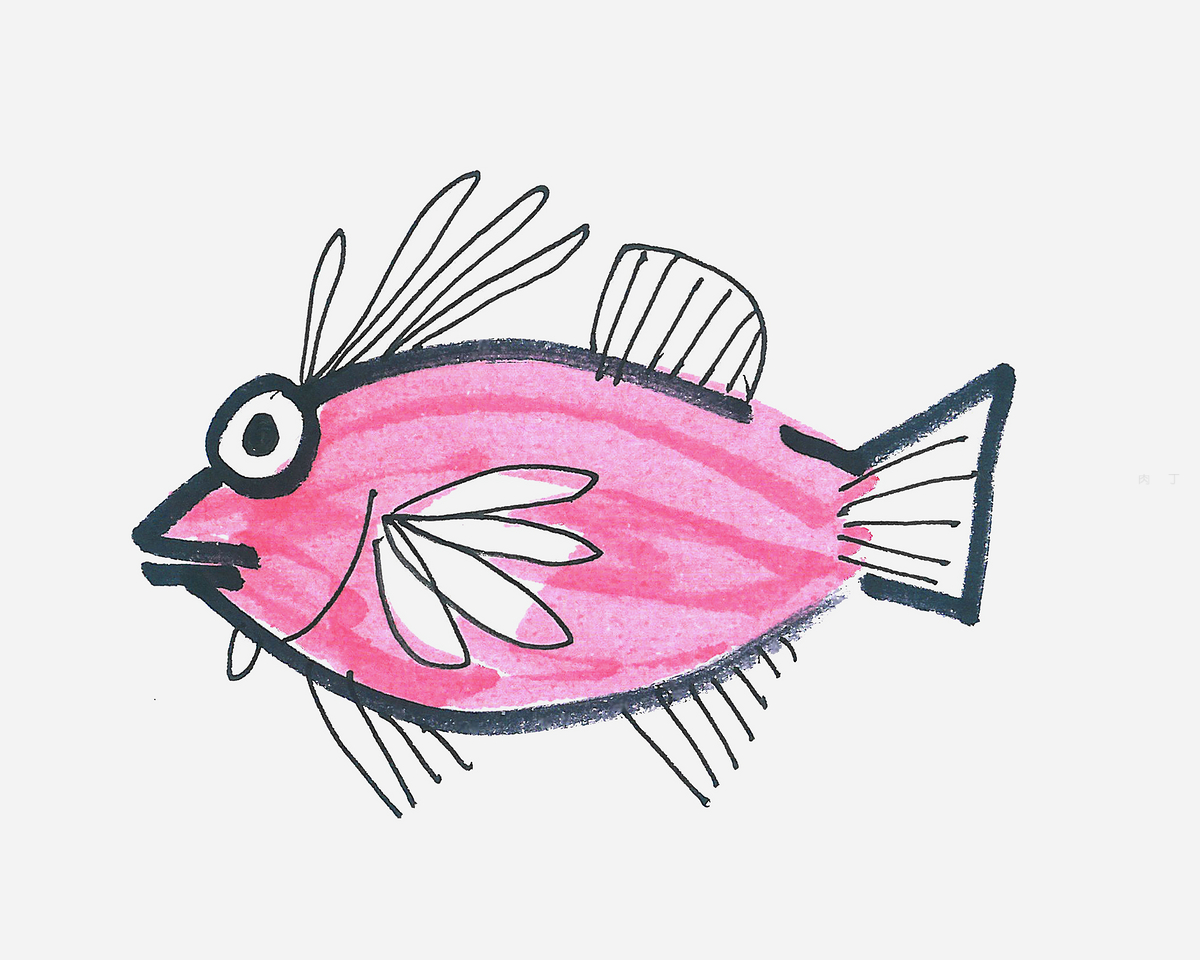 最漂亮简笔画图片 有颜色小鱼的画法图解教程 - 有点网 - 好手艺