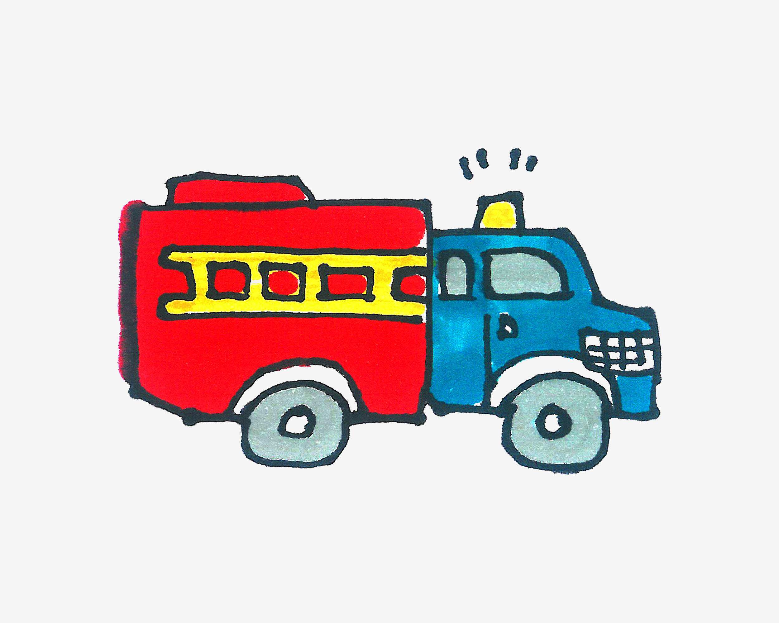3-6岁儿童画图片 卡通消防车怎么画