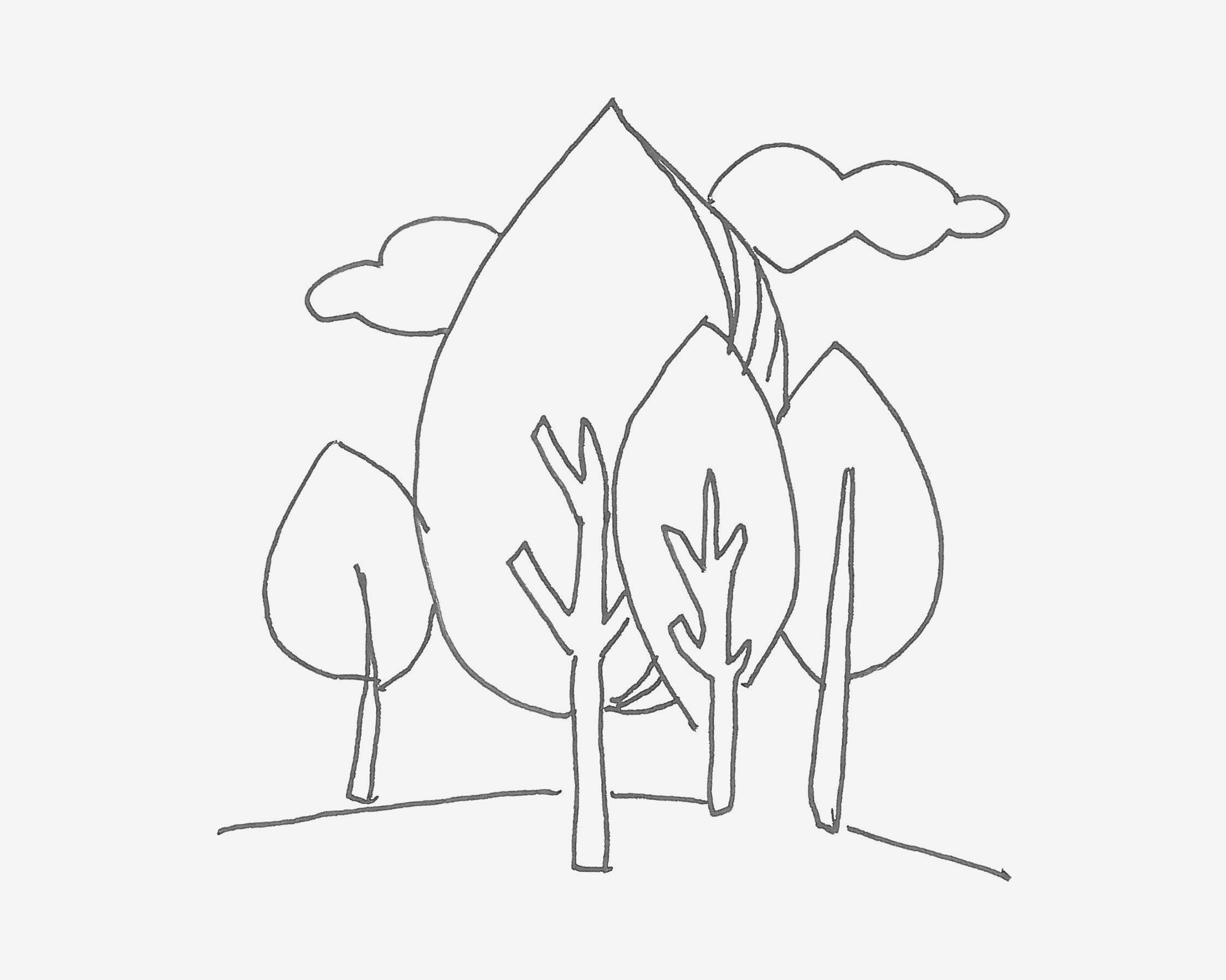6岁儿童简笔画图片 卡通大树的画法