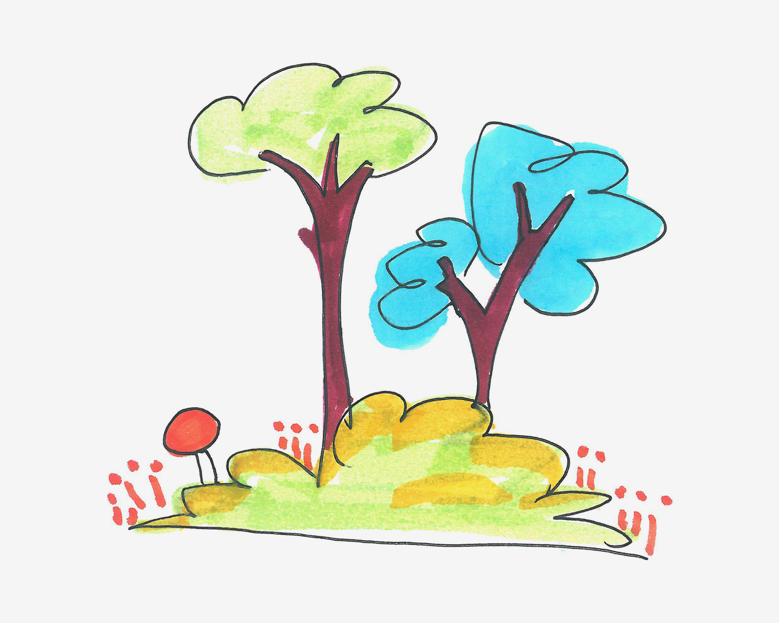 7岁儿童简笔画优秀作品 色彩大树怎么画