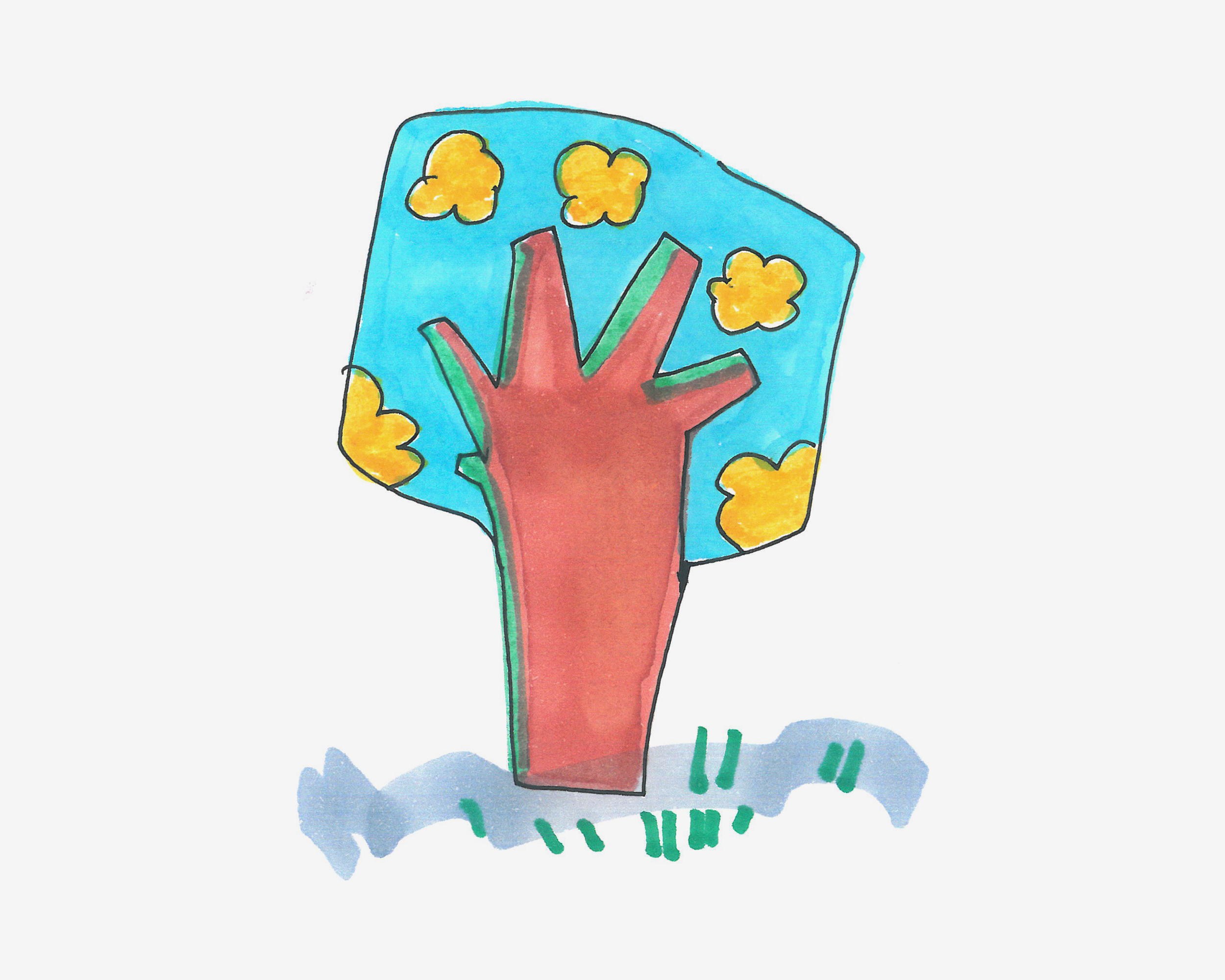 简单彩色大树简笔画画法图片步骤