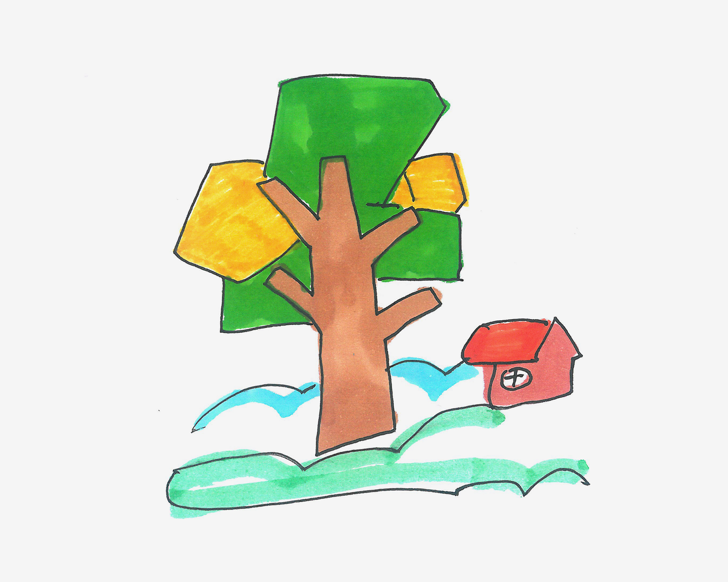 6-7岁简笔画大全 涂色小大树的画法图解