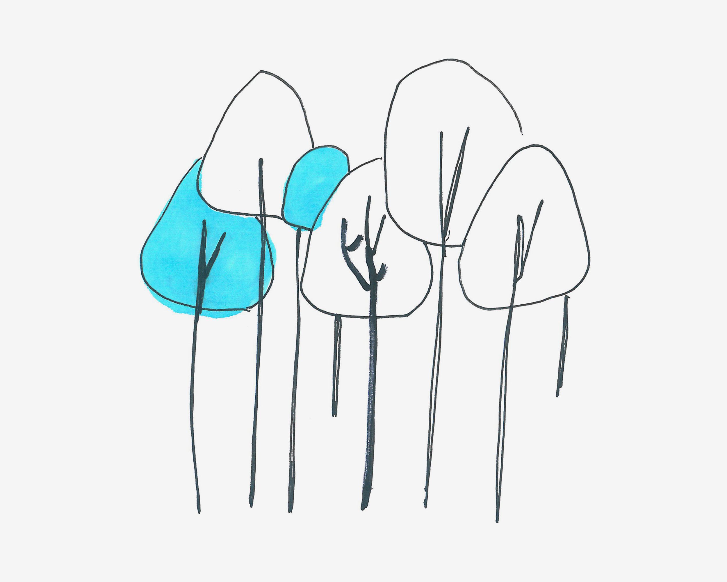 最简单简笔画图片 有颜色小大树的画法