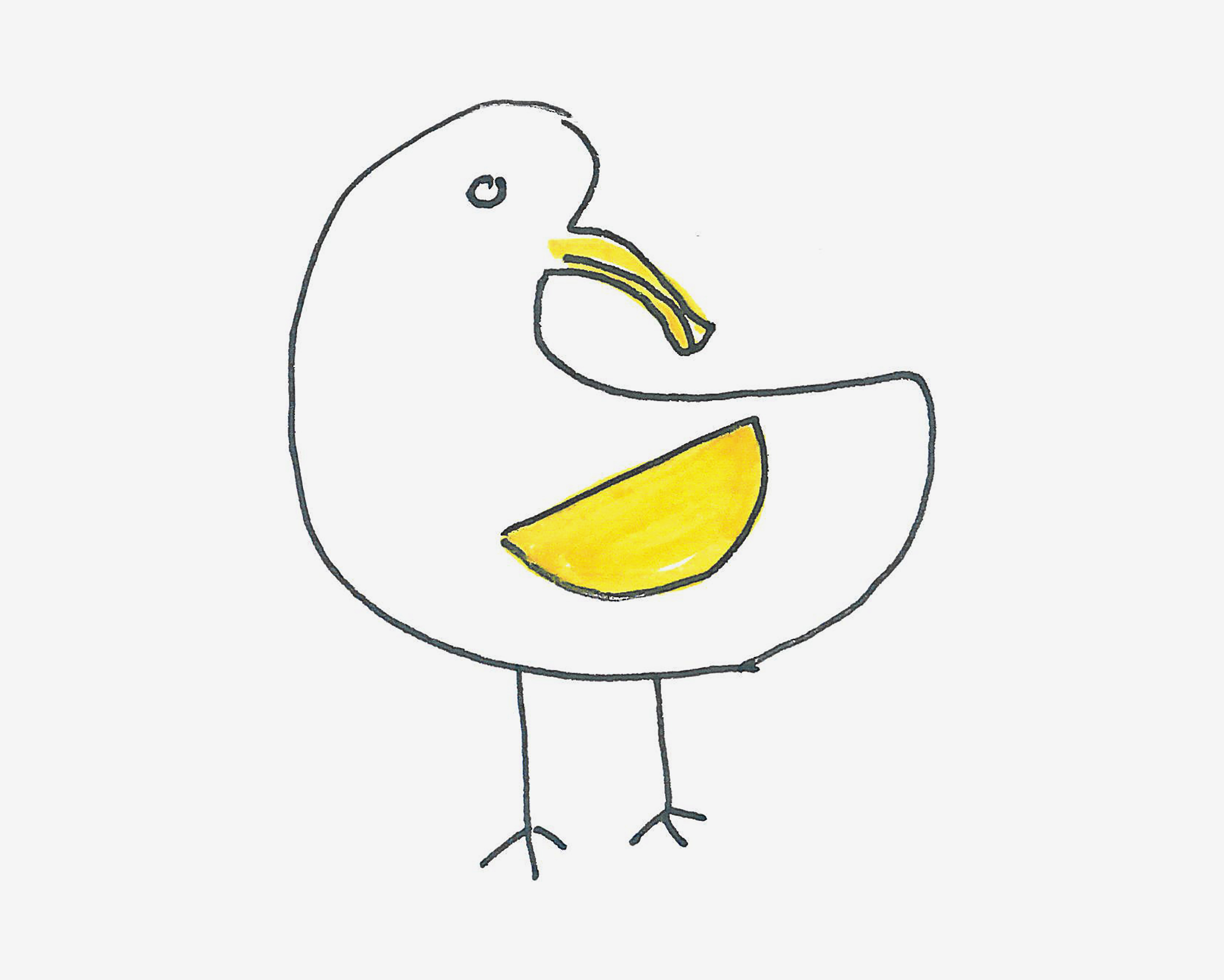 五六岁简笔画教程 带颜色小海鸥的画法图解