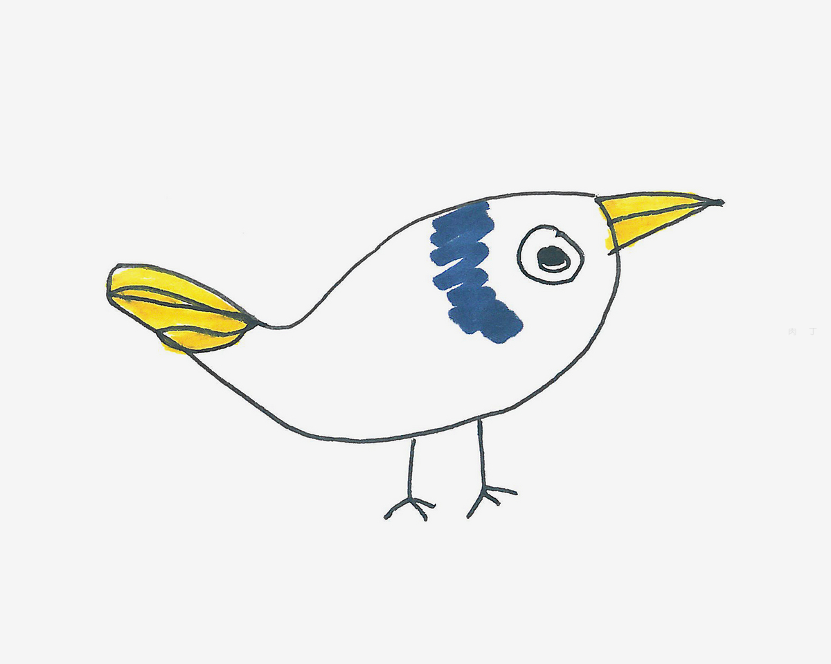 五六岁简笔画教程 带颜色小海鸥的画法图解💛巧艺网