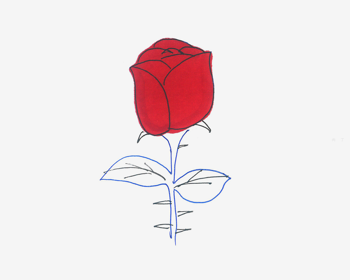 红色玫瑰花简笔画画法图片步骤（儿童绘画大海） - 有点网 - 好手艺