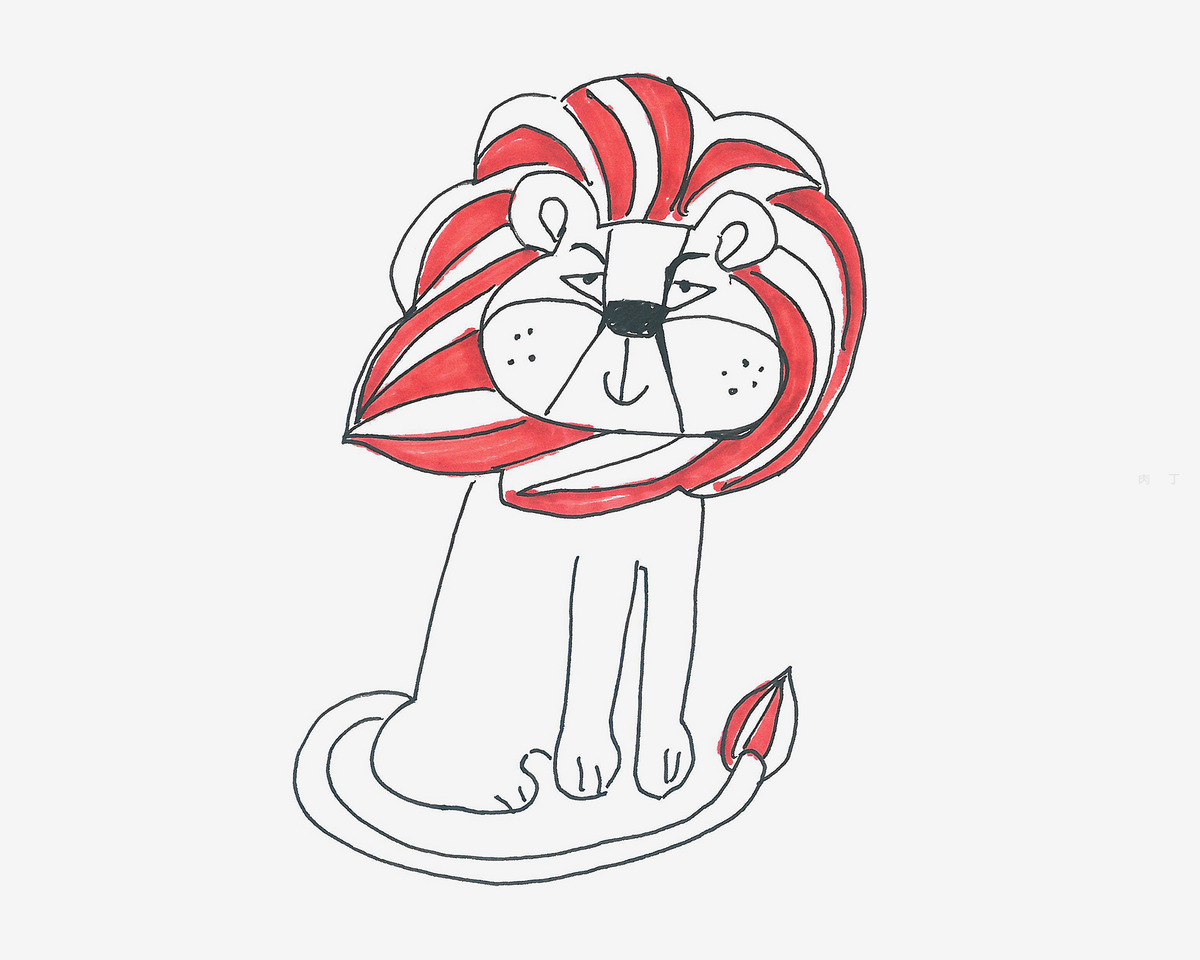 教你画可爱的小狮子简笔画 简单的动物简笔画步骤图 肉丁儿童网