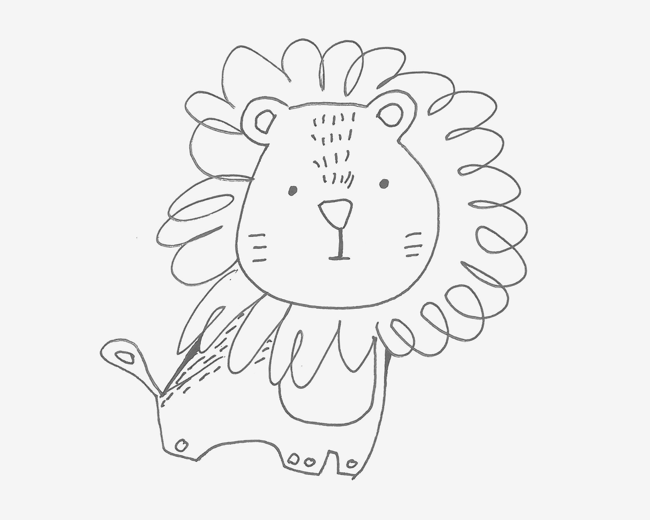 可爱小狮子简笔画画法图片步骤