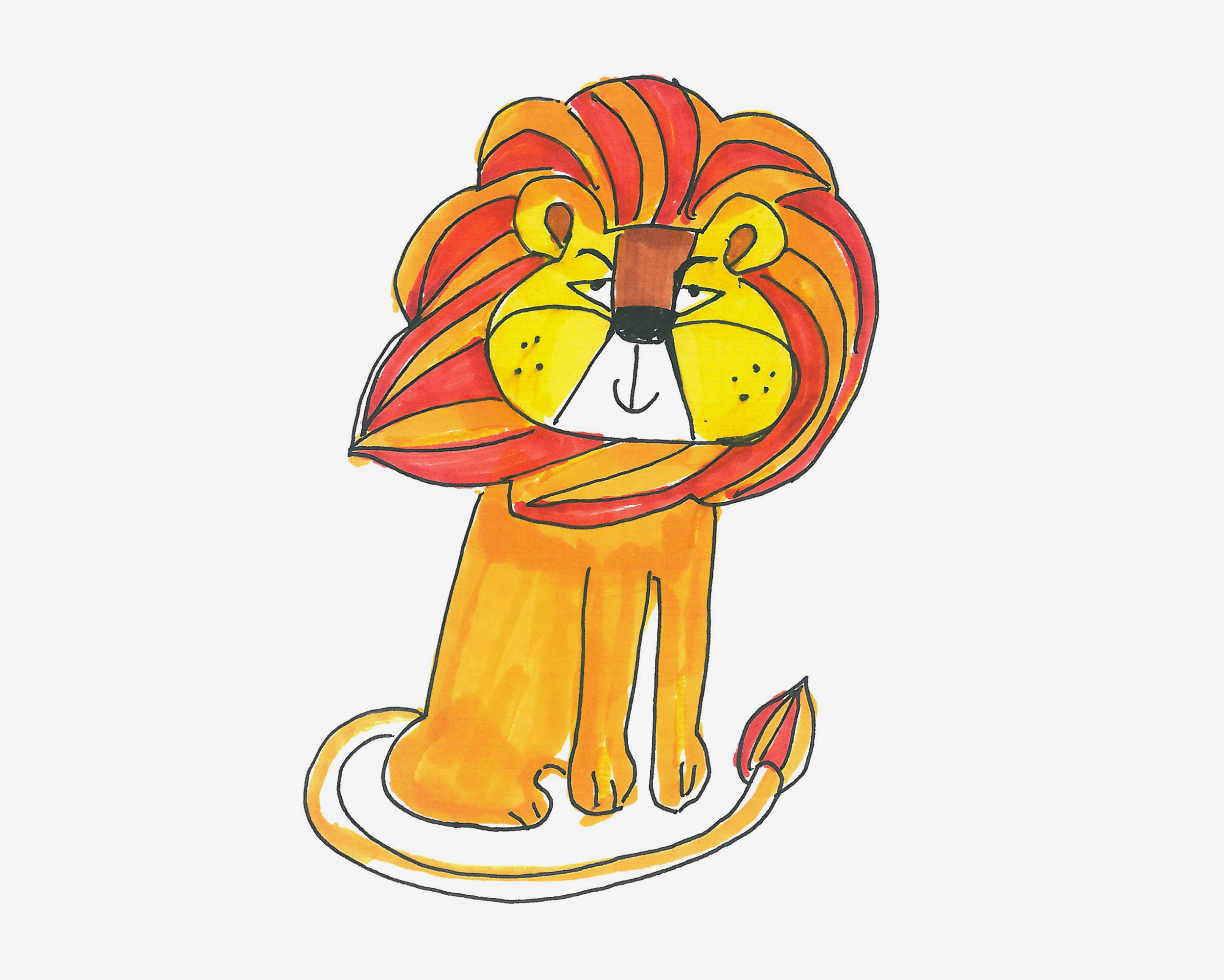 彩色可爱小狮子简笔画画法图片步骤