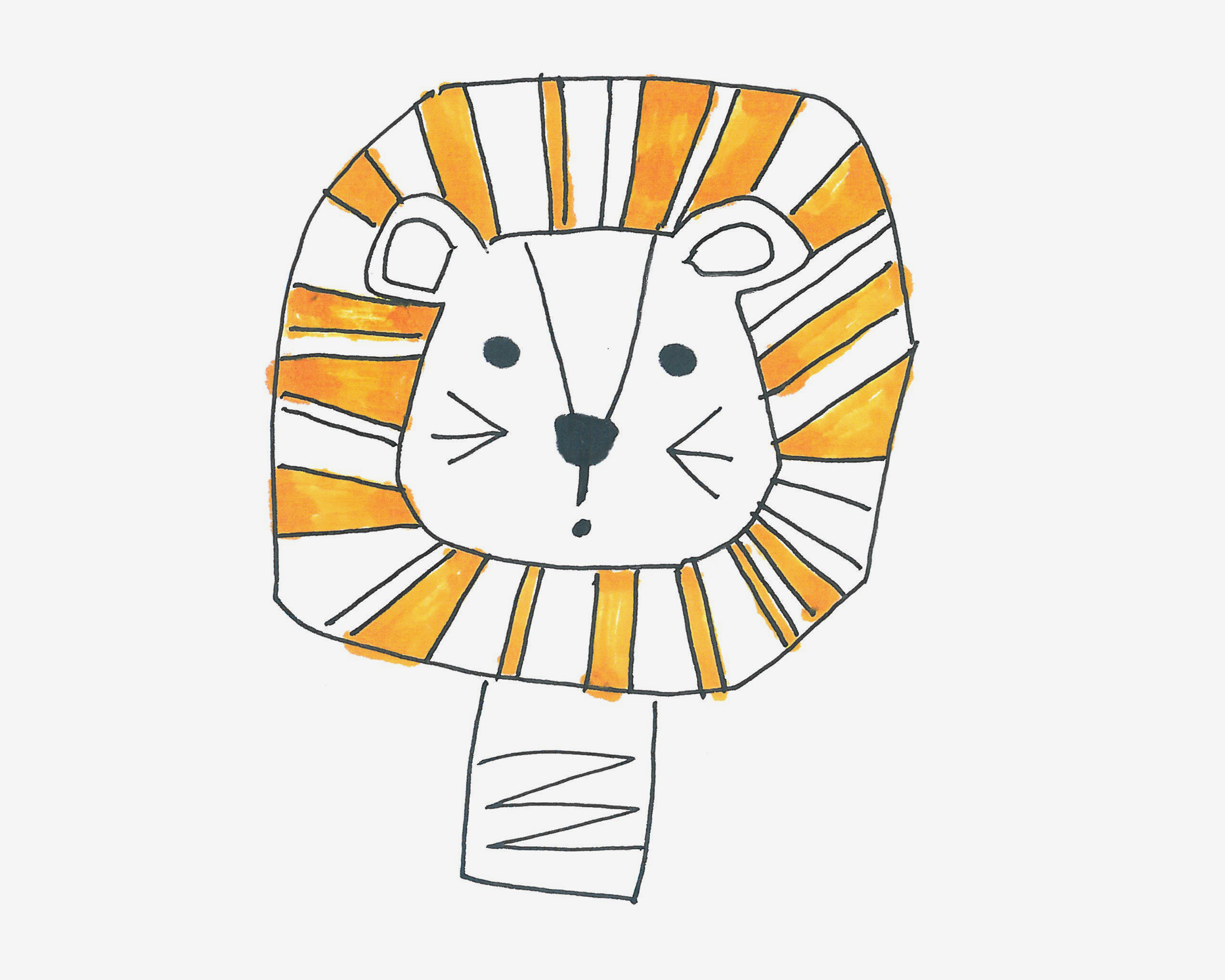 六七岁简笔画作品 色彩小狮子的画法图解教程