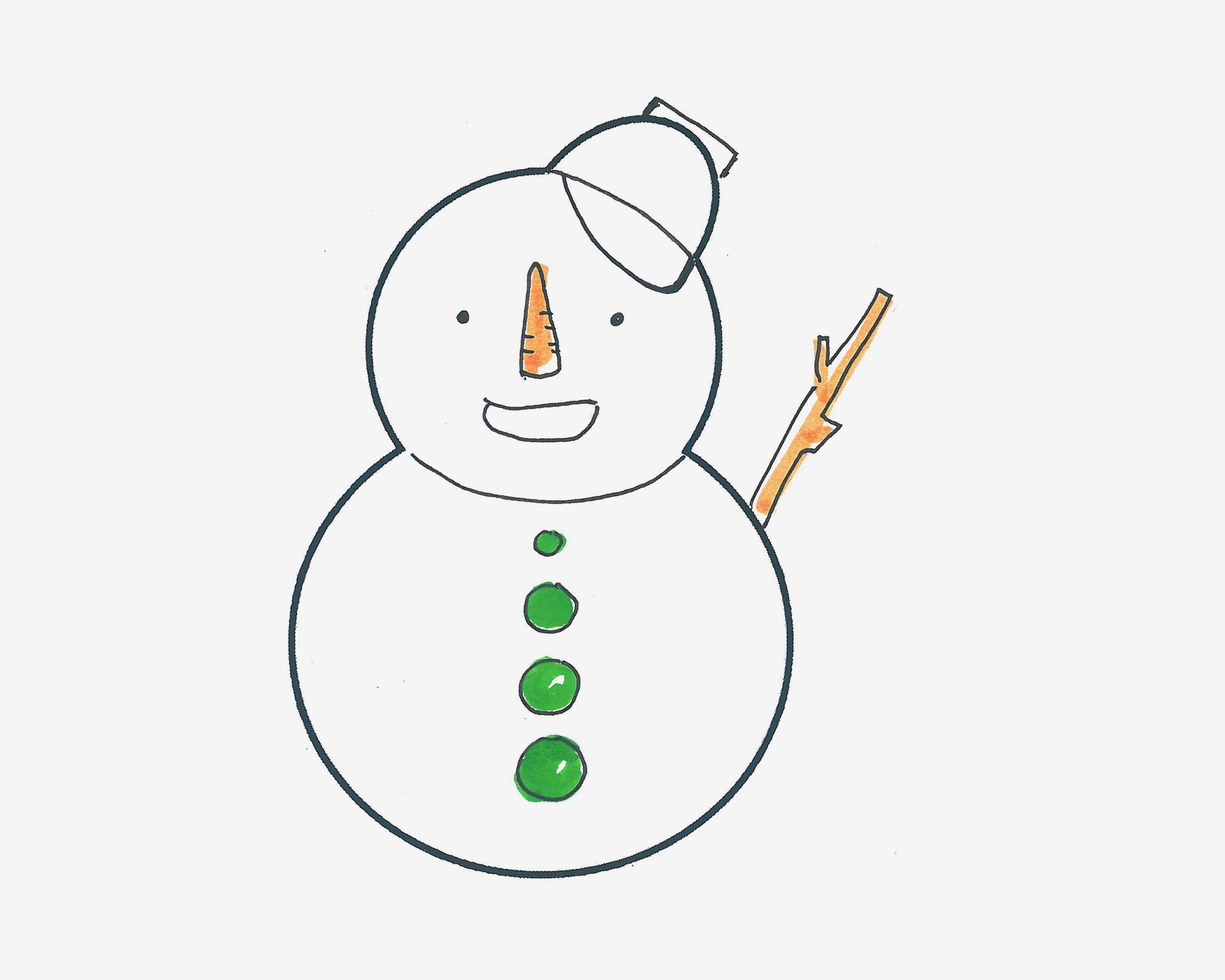 6岁简笔画教程 涂色雪人怎么画最简单💛巧艺网