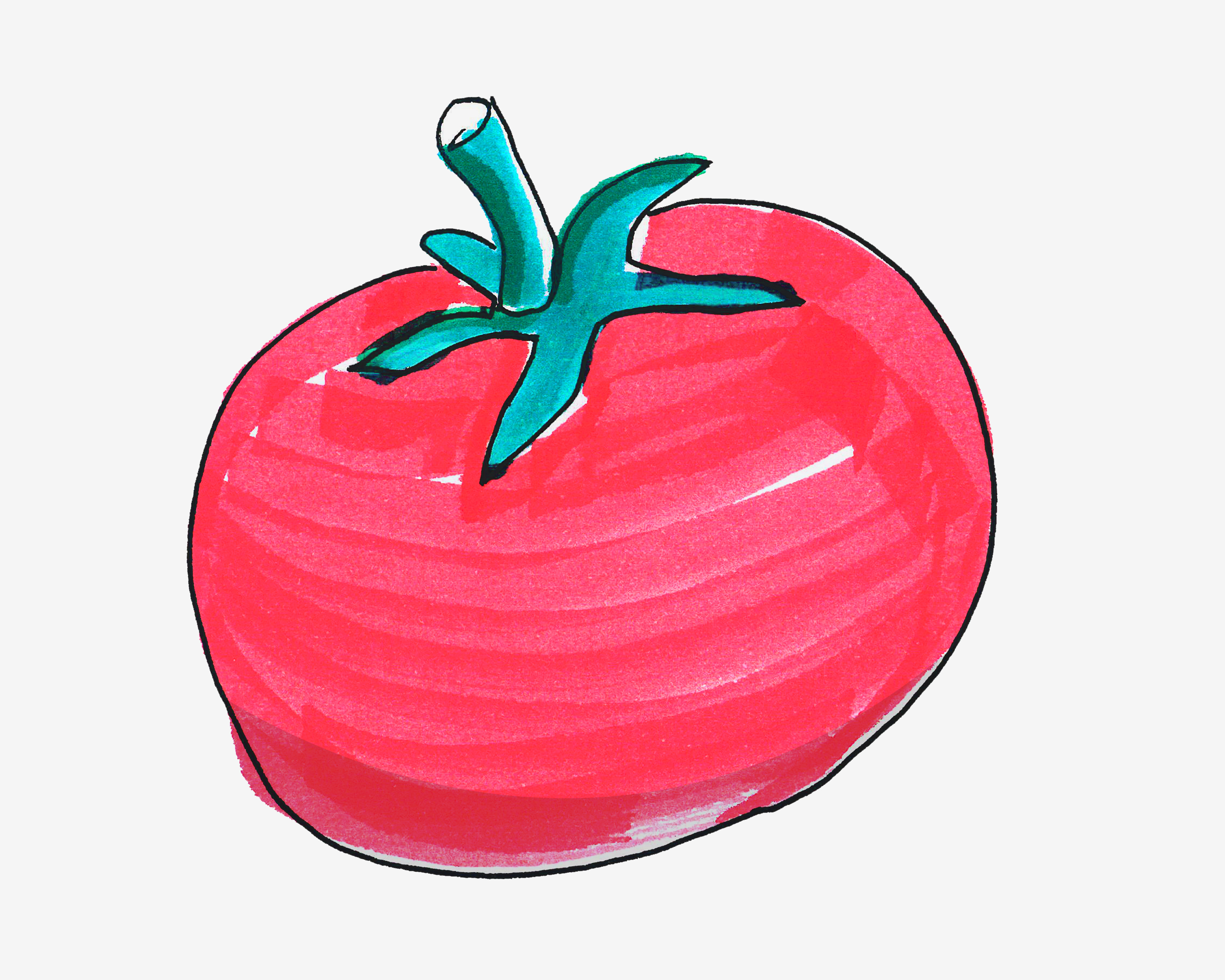 3-6岁儿童简笔画教程 带颜色西红柿怎么画好看