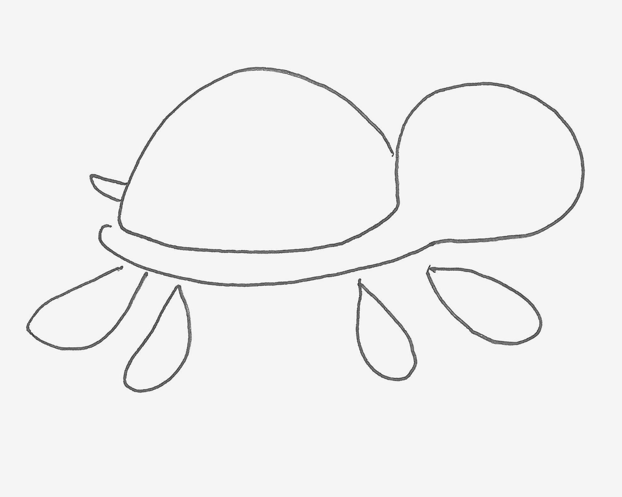 可爱的卡通乌龟简笔画的具体画法 创意儿童卡通画 肉丁儿童网