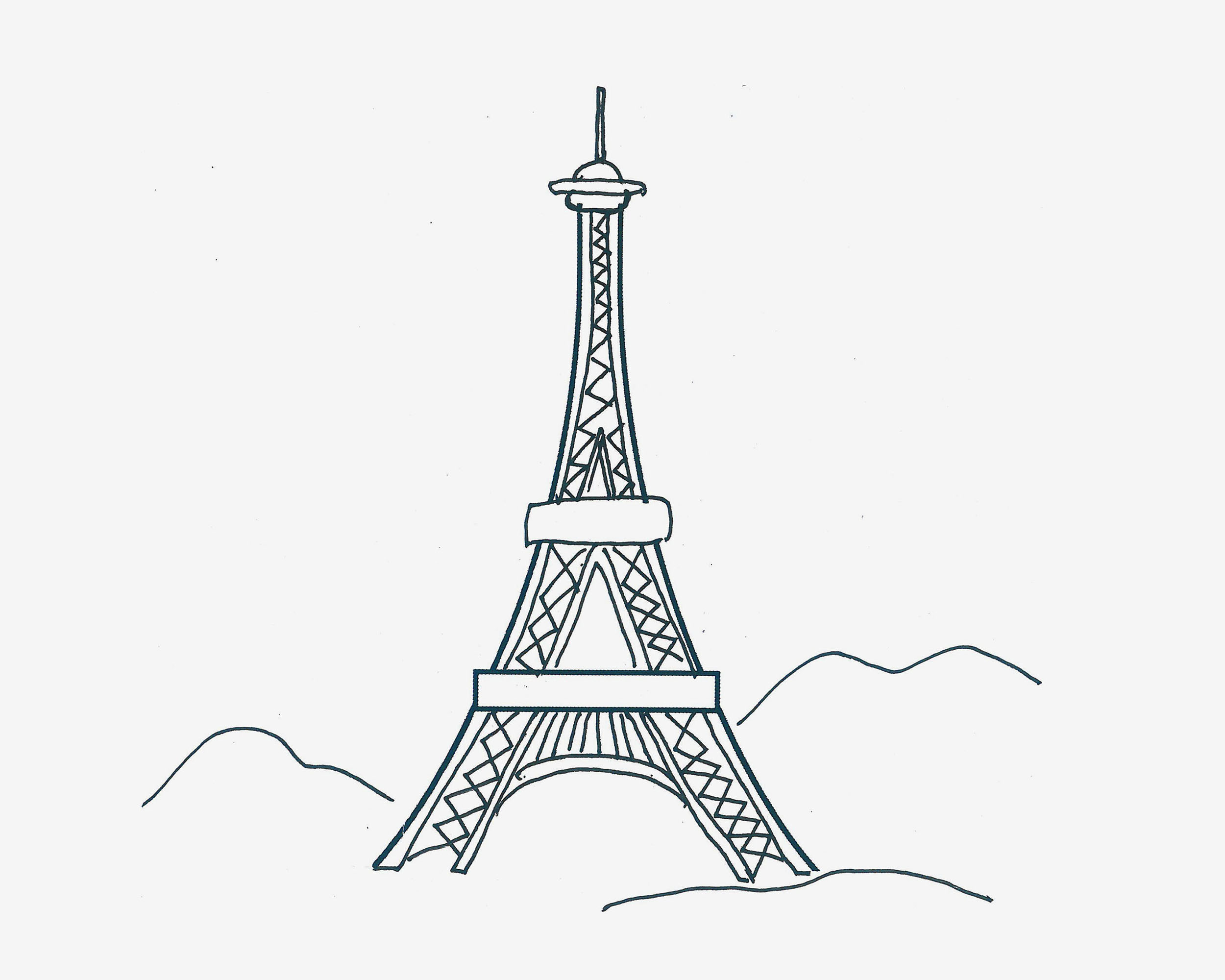 立体巴黎铁塔怎么画 埃菲尔铁塔的画法图解教程