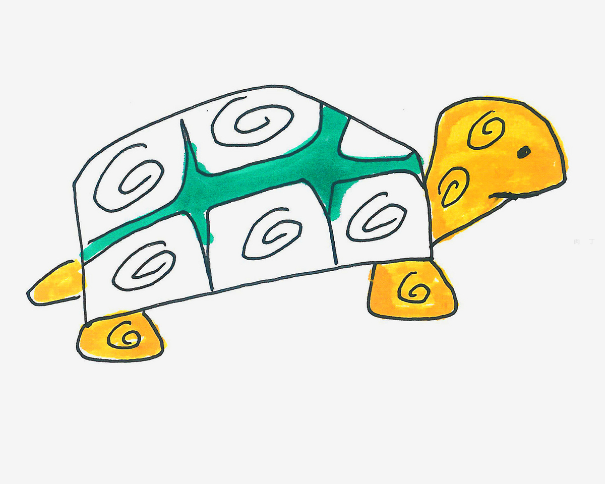 彩色的卡通乌龟简笔画画法图片步骤💛巧艺网