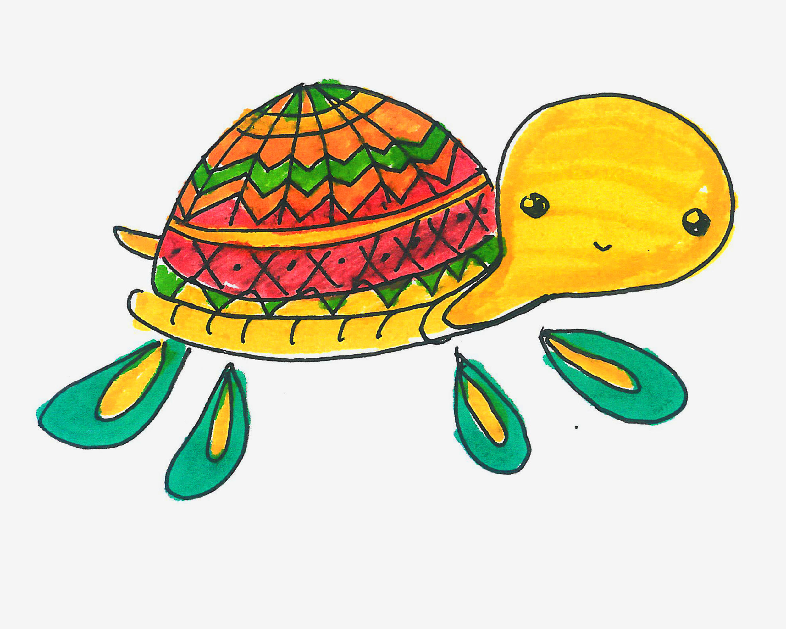 各种形态乌龟简笔画画法图片步骤 肉丁儿童网
