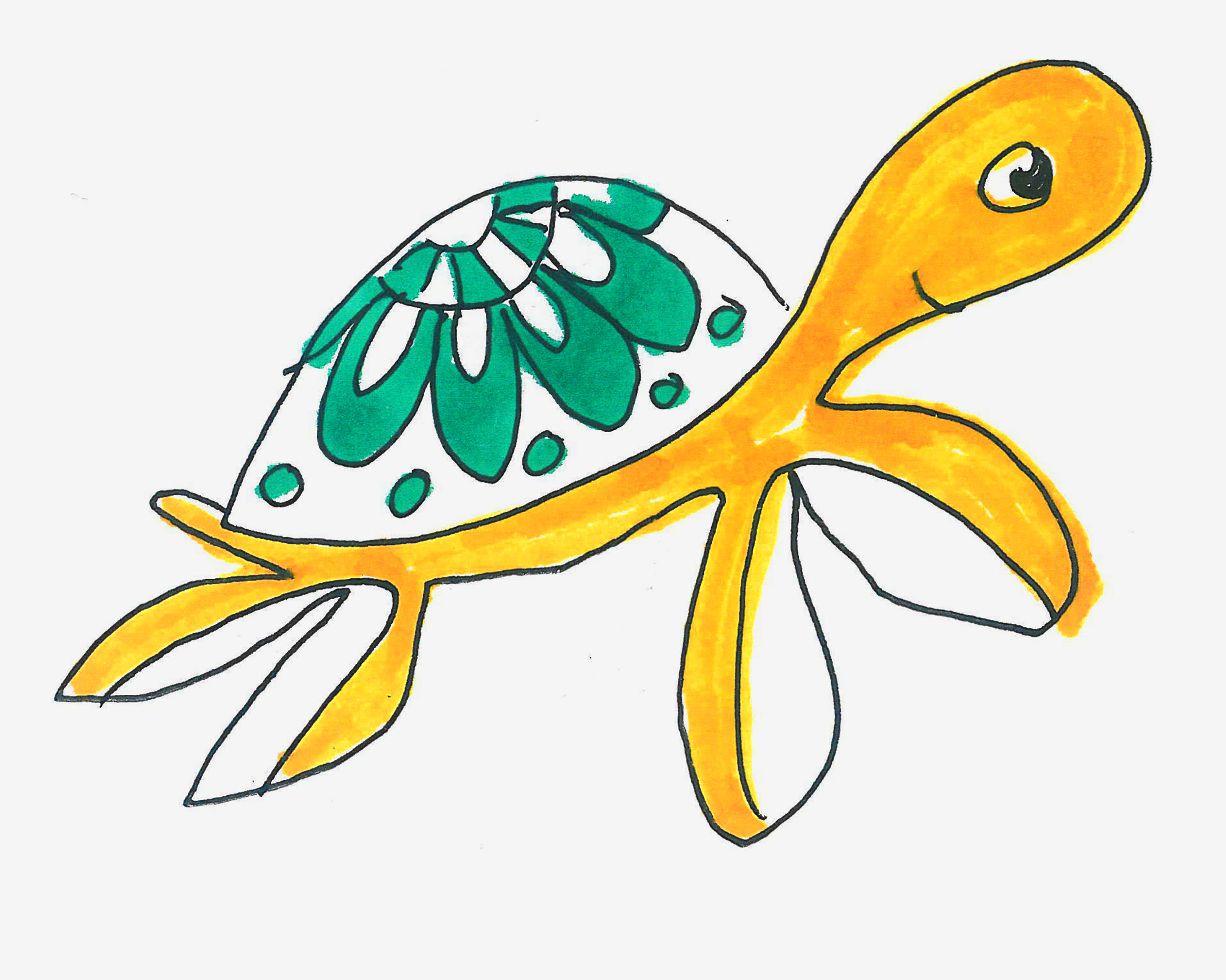 幼儿8一12岁儿童画 实用简笔画海龟怎么画详细过程