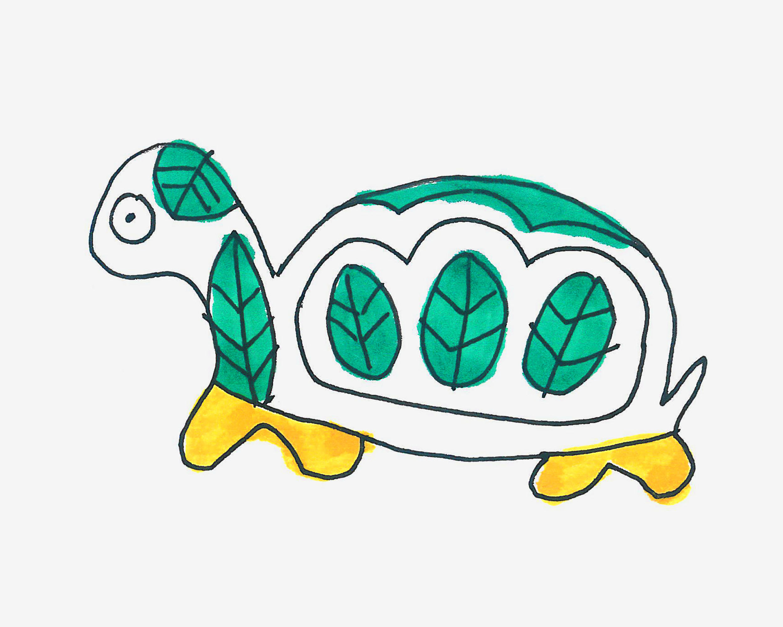 儿童简单漂亮简笔画大全 创意简笔画乌龟的画法图解教程