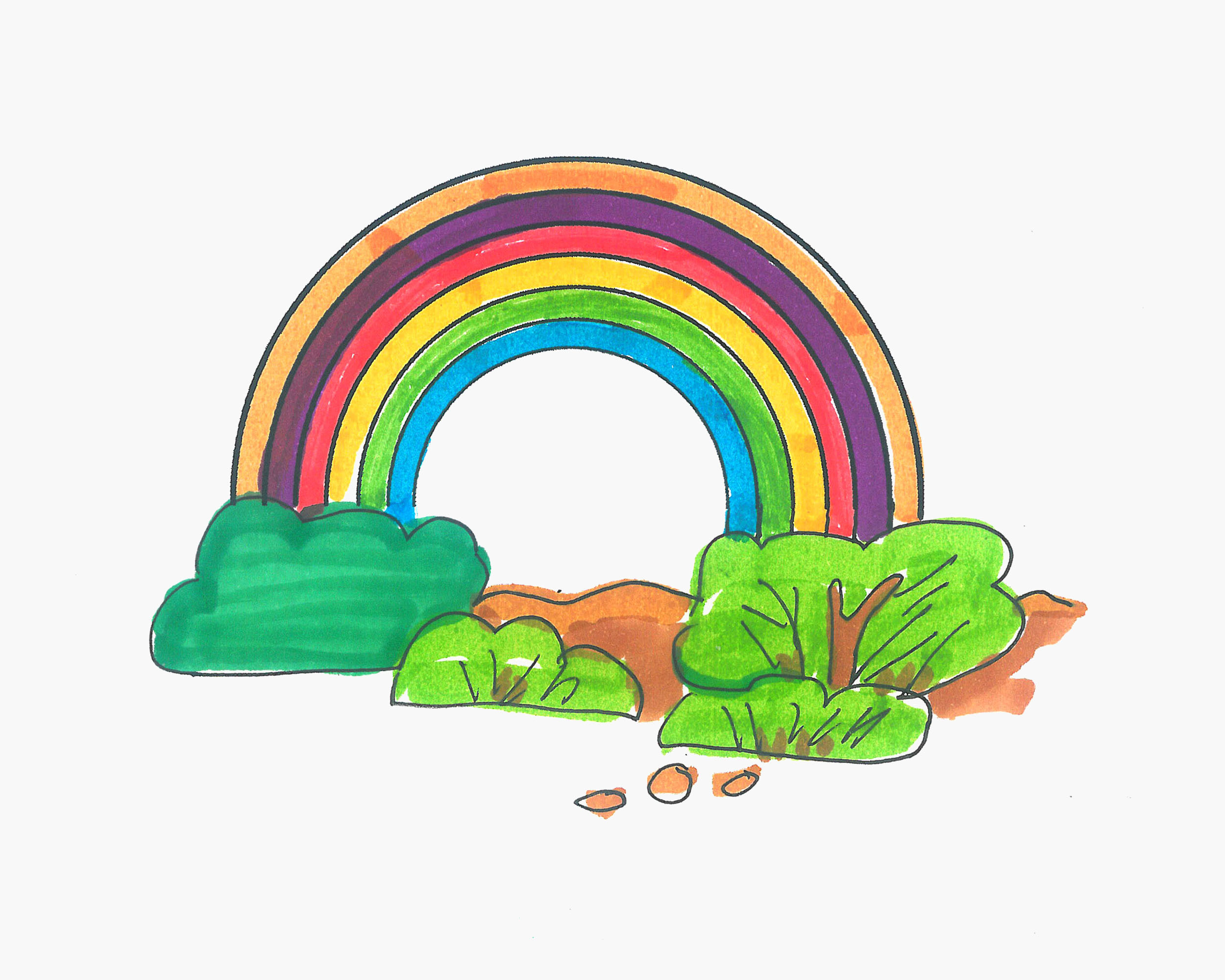 幼儿儿童画教程 有颜色小彩虹的画法图解💛巧艺网