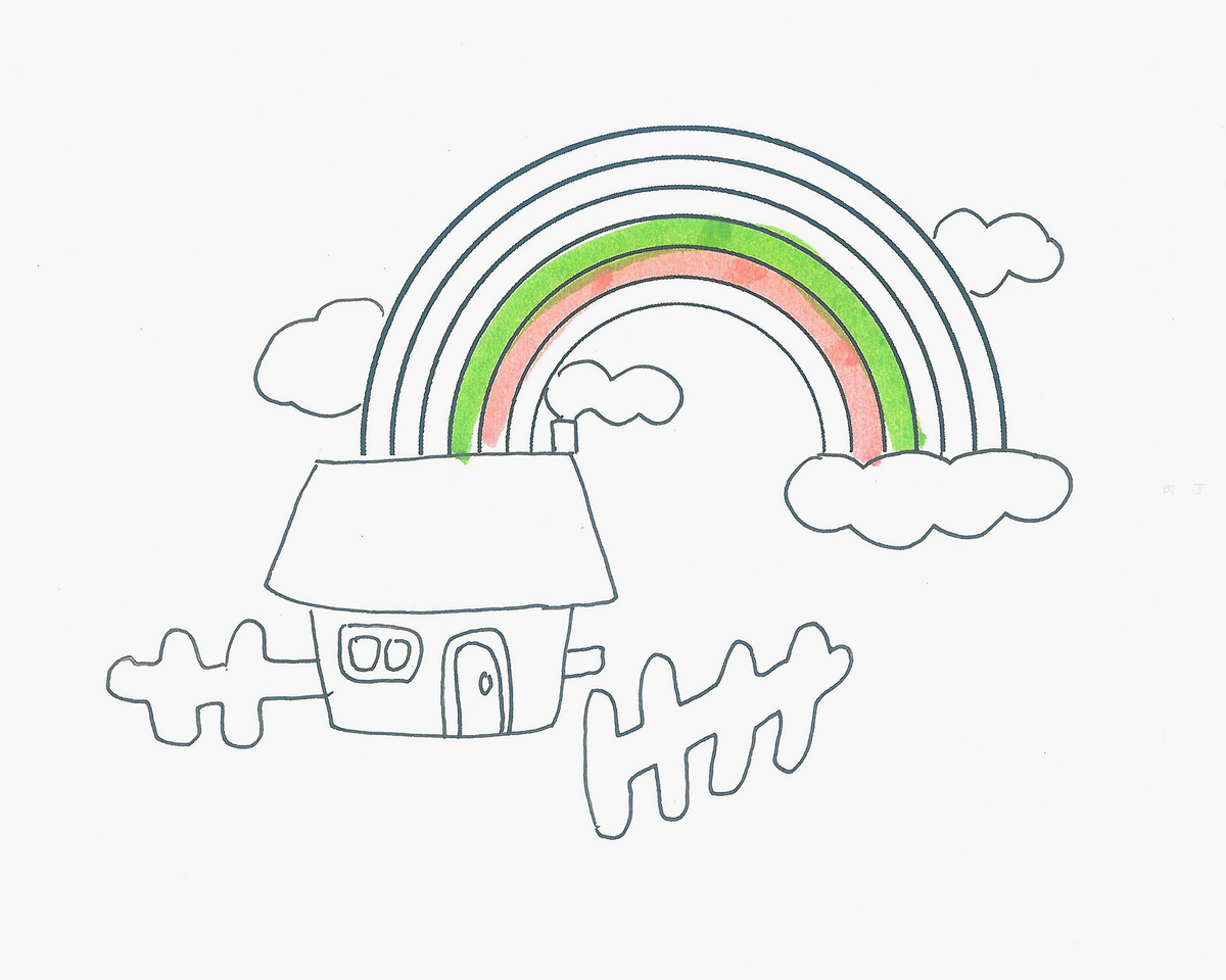 3-6岁儿童简笔画优秀作品 涂色彩虹的画法图解💛巧艺网