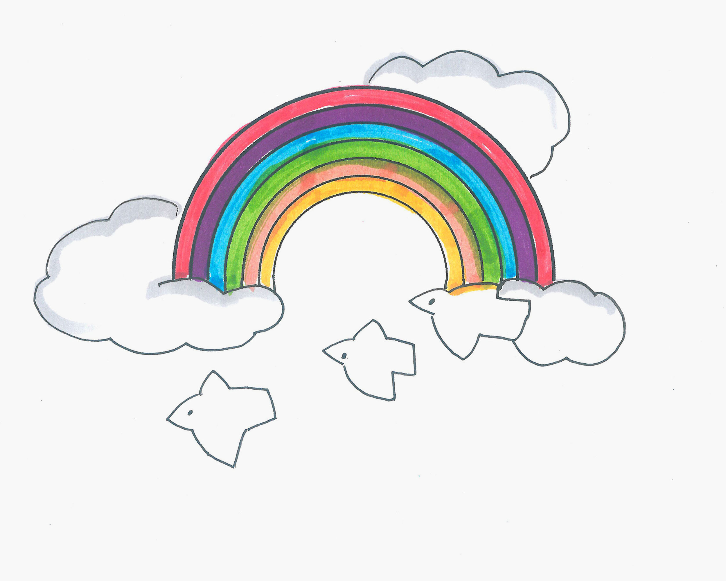 7岁简笔画优秀作品 色彩彩虹怎么画💛巧艺网