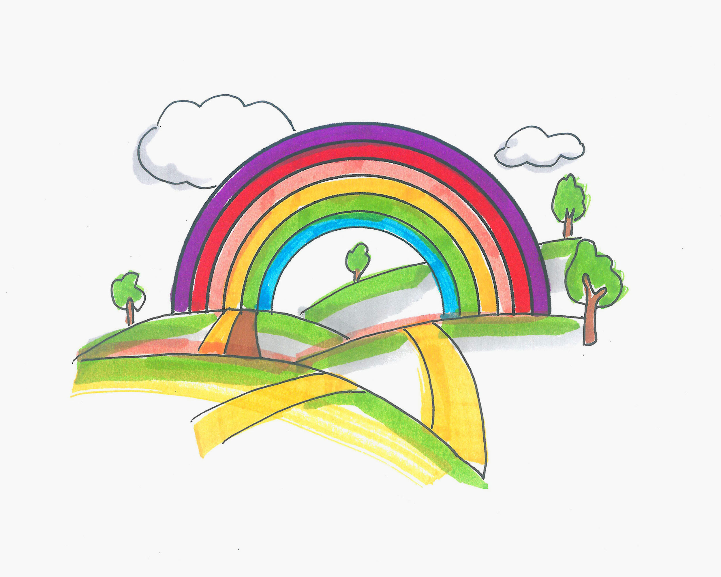 幼儿儿童画教程 有颜色小彩虹的画法图解