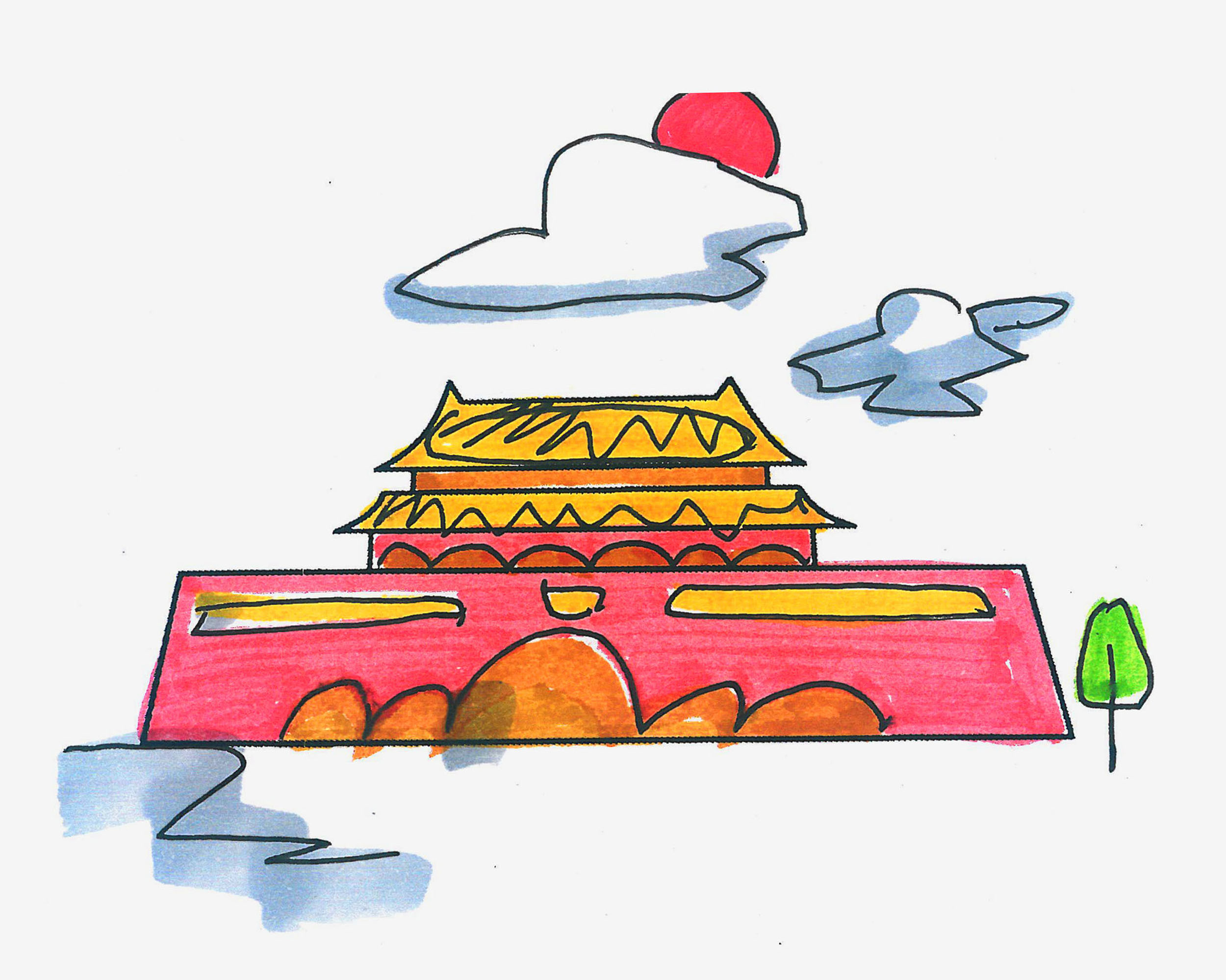 最简单儿童画启蒙教程 北京天安门怎么画最简单
