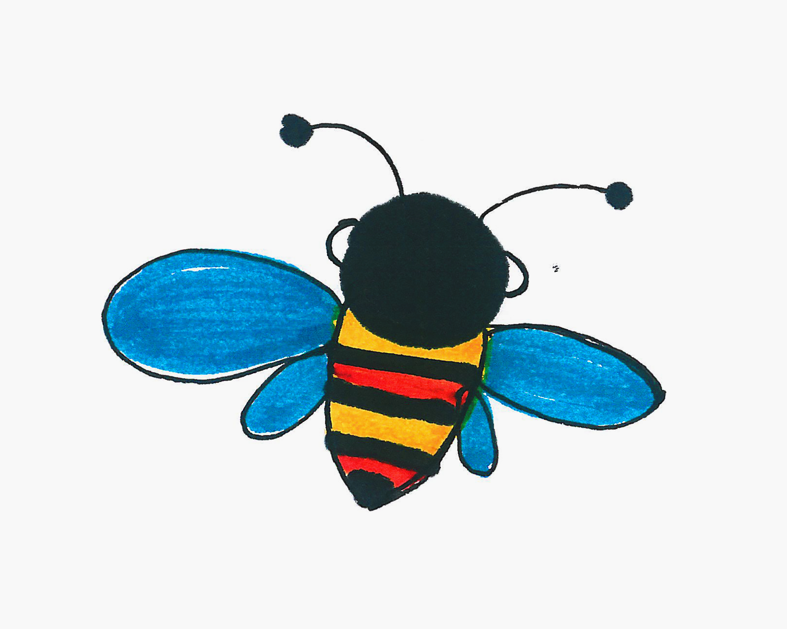 儿童漂亮涂鸦 好看简笔画小蜜蜂的画法详细步骤