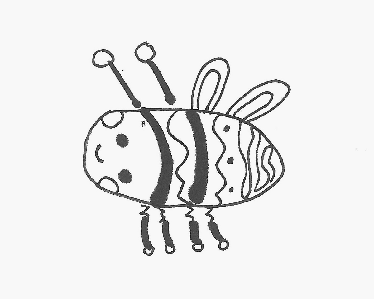勤劳可爱的小蜜蜂简笔画的画法 儿童创意动物卡通画 肉丁儿童网