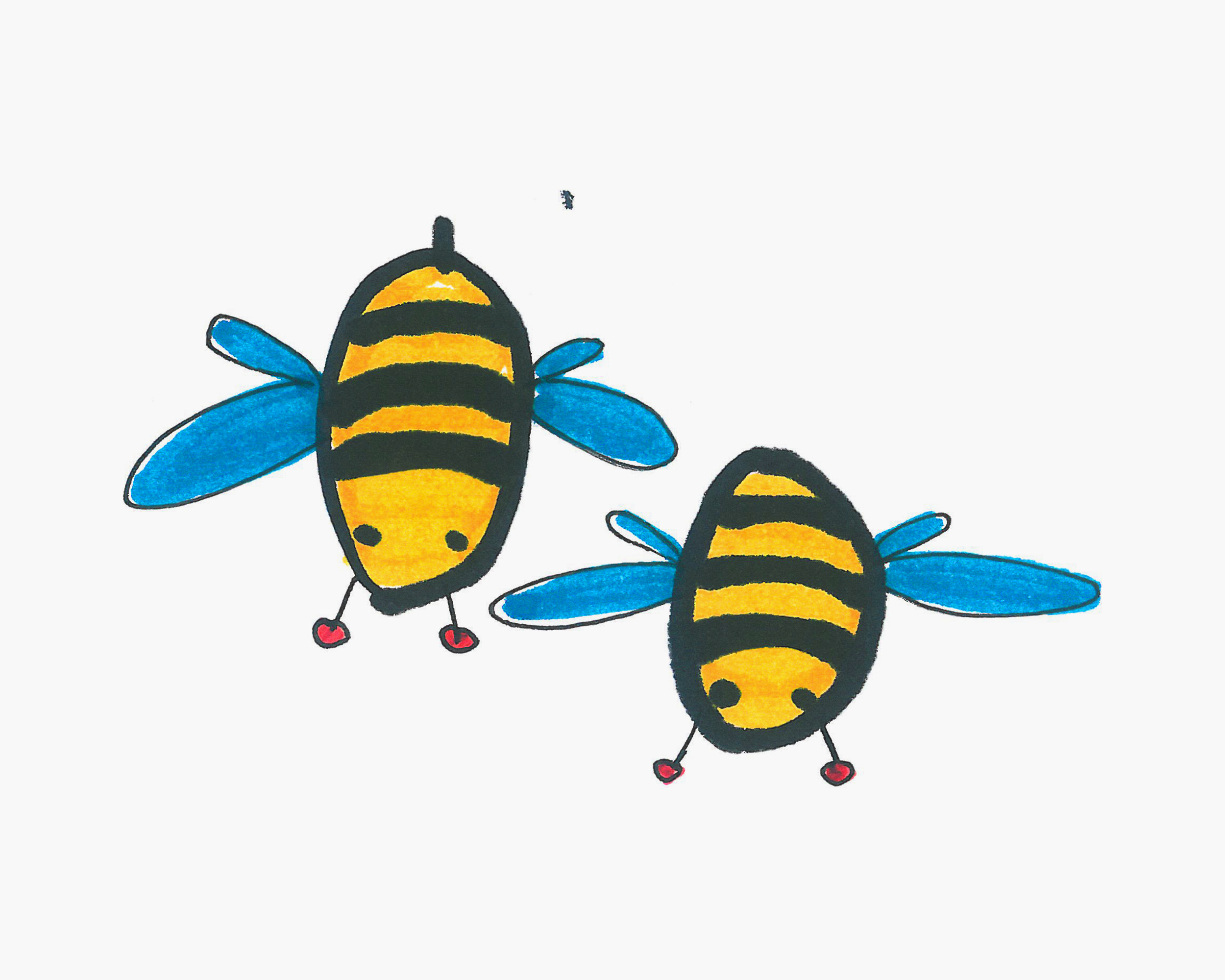 少儿彩色画画 漂亮简笔画小蜜蜂怎么画图解教程