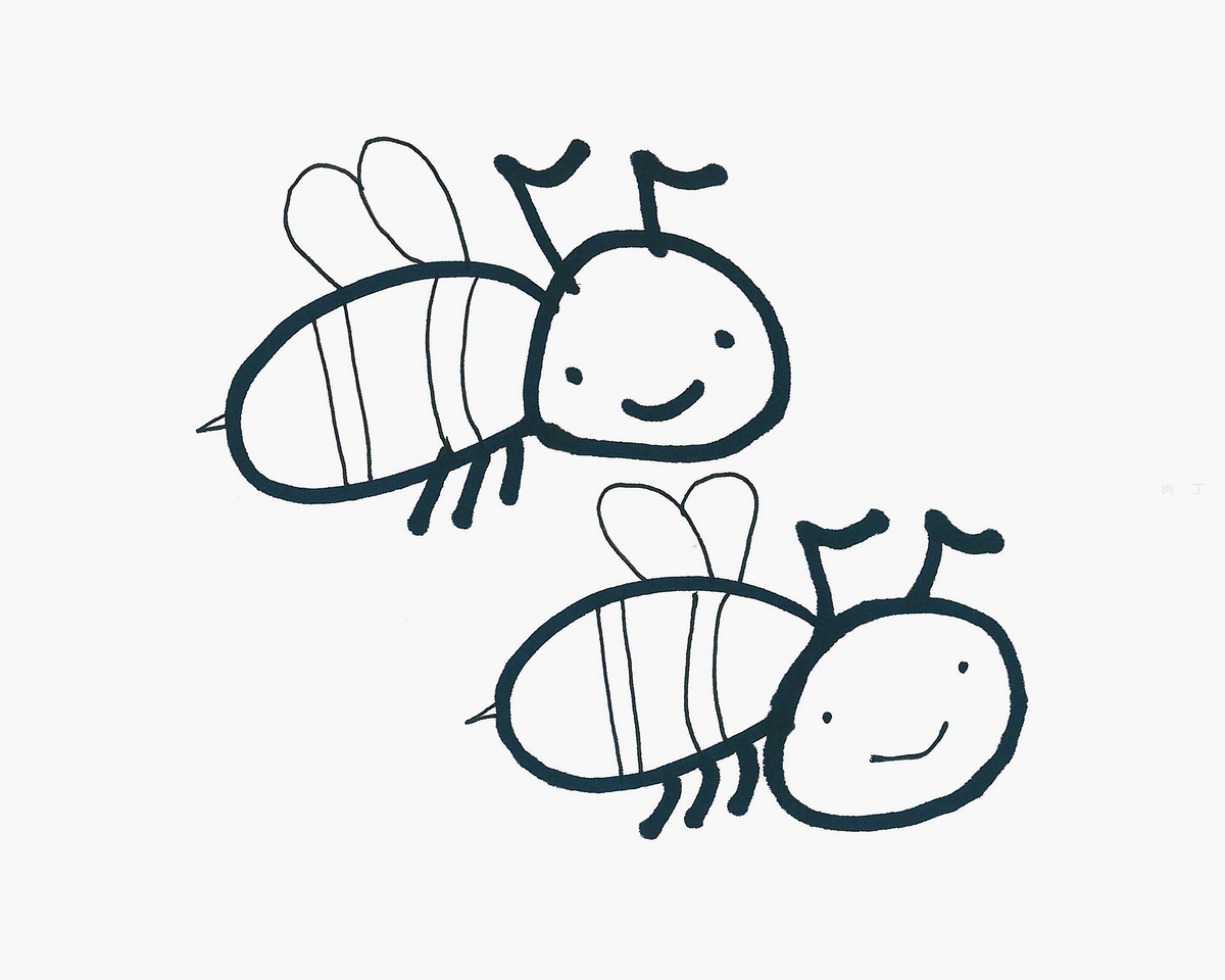 少儿彩色画画 漂亮简笔画小蜜蜂怎么画图解教程💛巧艺网