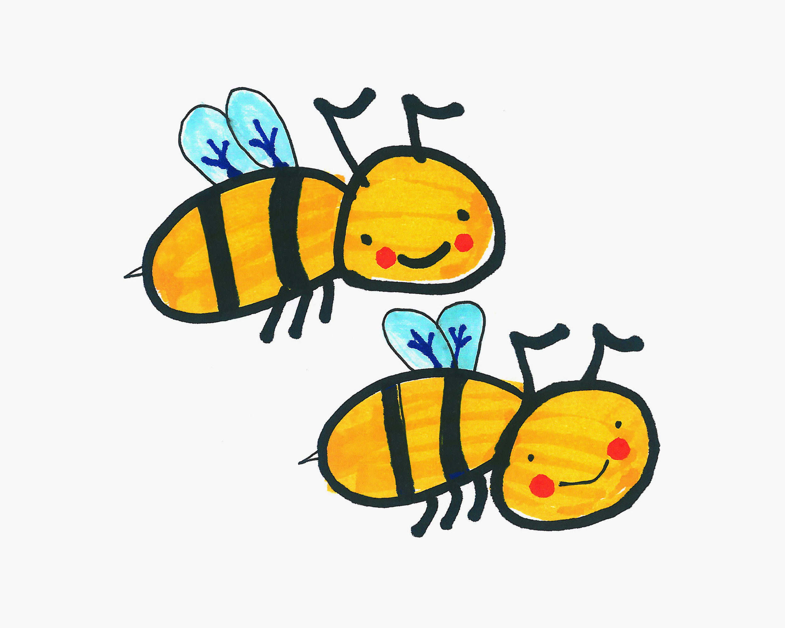 勤劳可爱的小蜜蜂简笔画的画法 儿童创意动物卡通画 肉丁儿童网