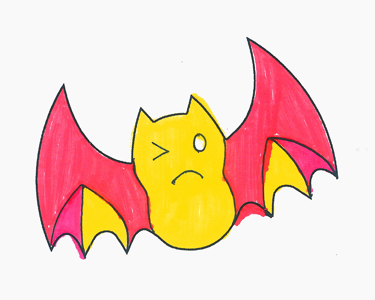 超可爱的卡通小蝙蝠简笔画画法图片步骤💛巧艺网
